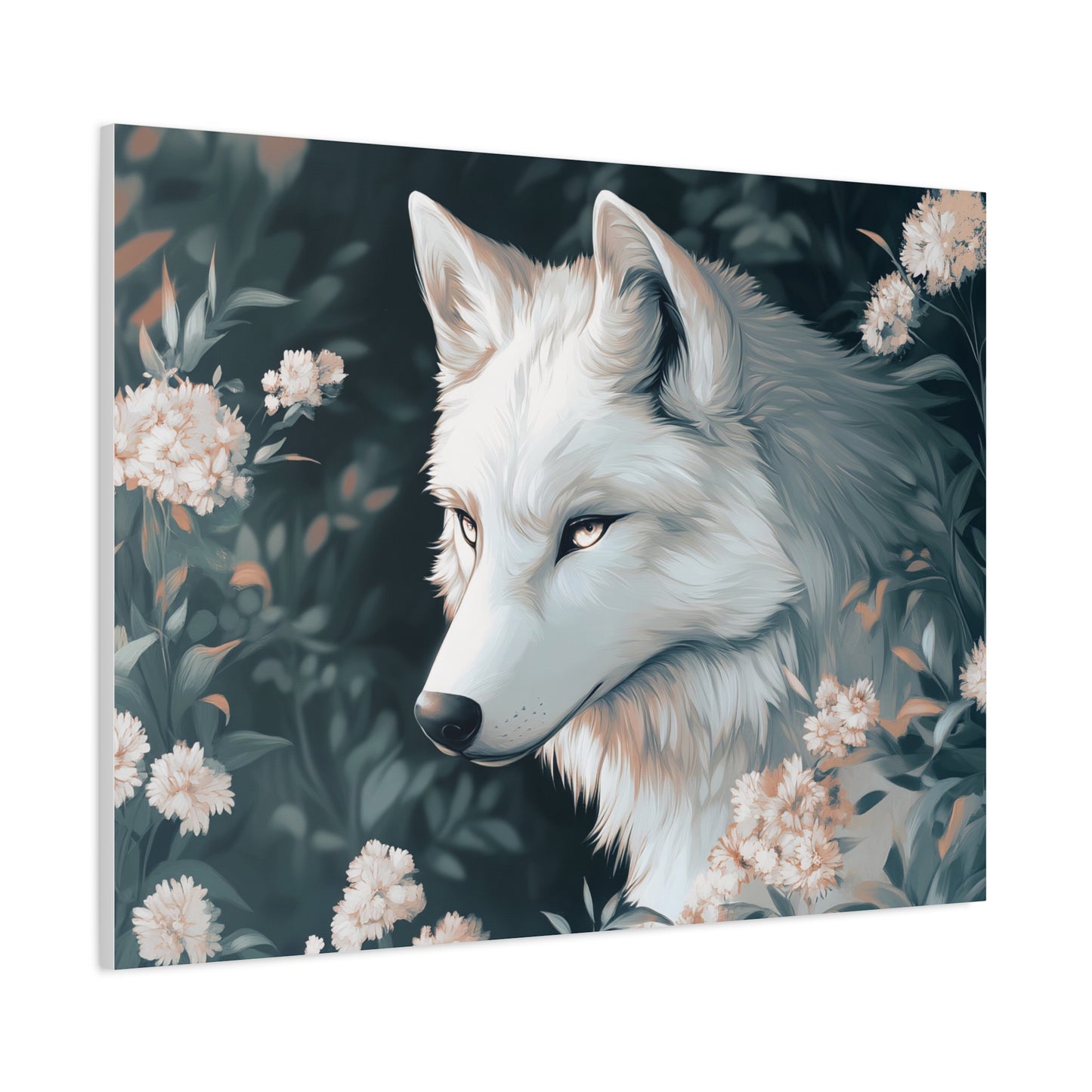 White Wolf Art Canvas Print, Stretched Wall Decor, Nature Themed Artwork, Home Decoration, Gift for Animal Lovers