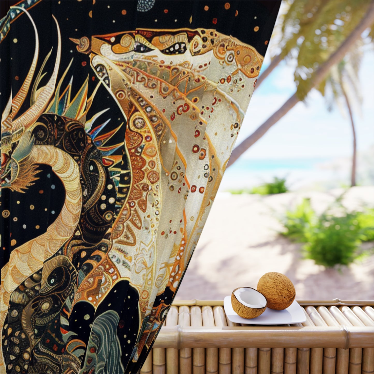 Fantasy Dragon Window Curtains, Whimsical Home Decor, Magical Curtains, Celestial Dragon Design, Living Room Gift, Unique Window Treatments