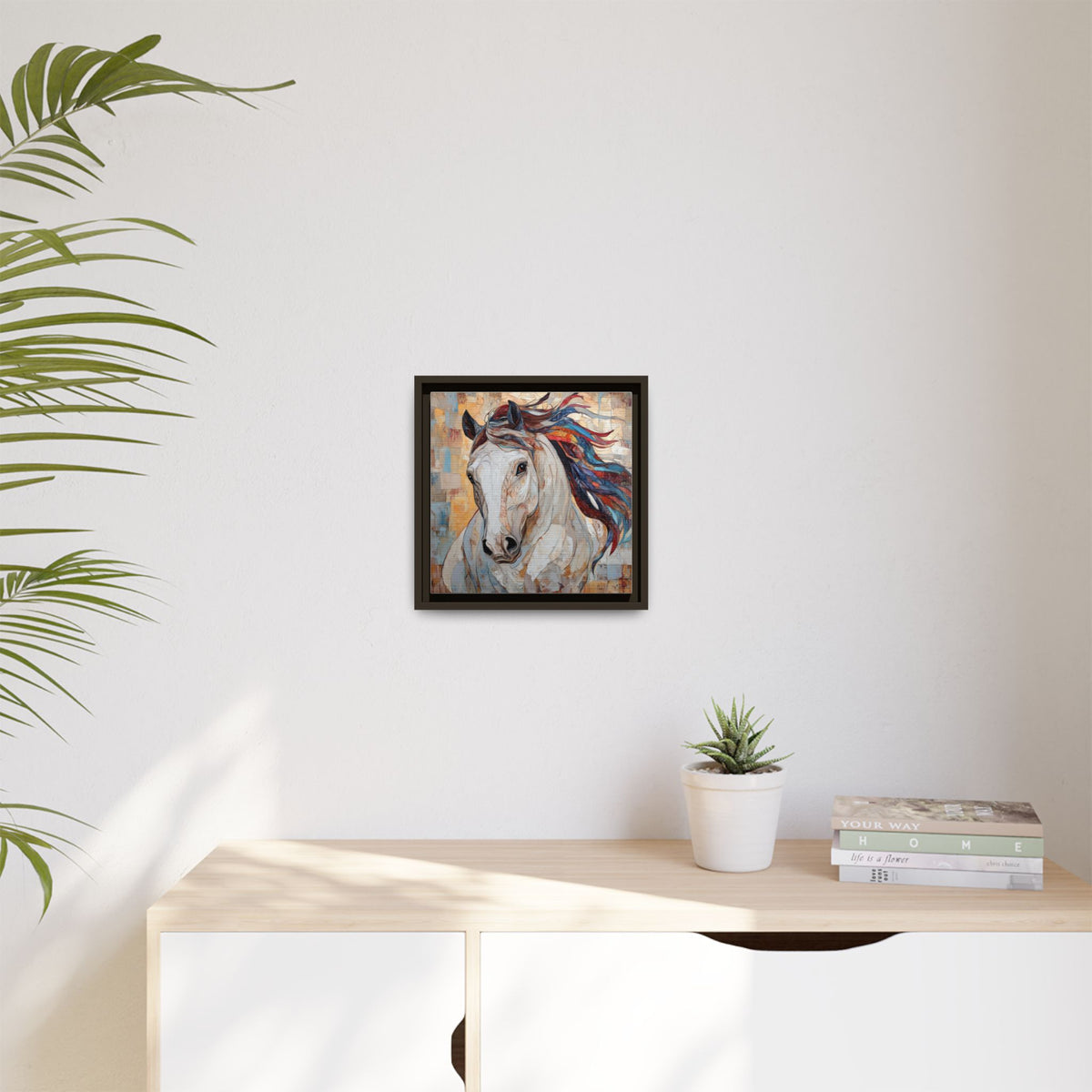 Colorful Mane Horse Matte Canvas Framed | Equine Wall Art