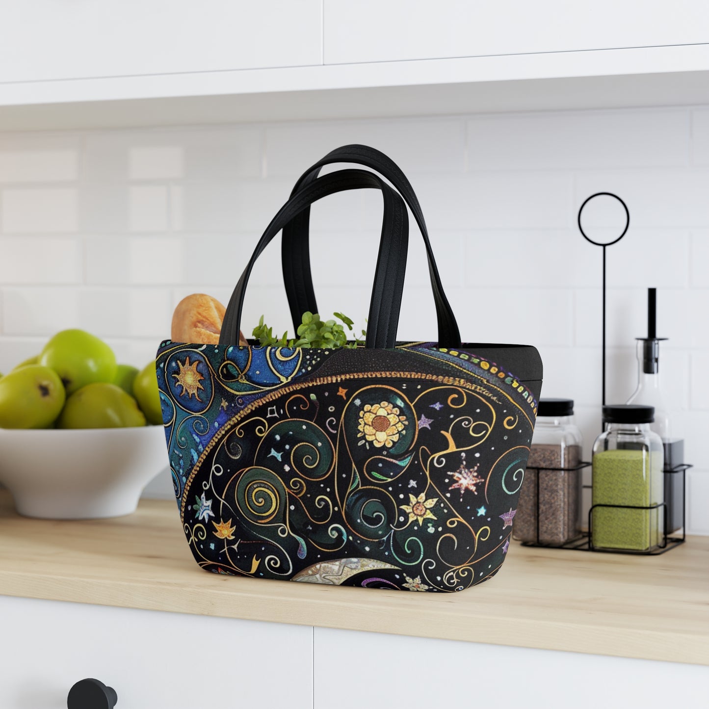 Cosmic Pattern Lunch Bag | Stylish Tote for Lunches, Picnics, Travel, Birthday Gift, Eco-Friendly Bag