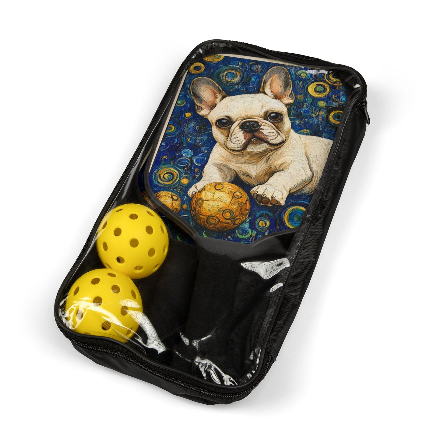 Frenchie Pickleball Paddle Set with French Bulldog Design, Fun Sports Kit for Pickleball Lovers, Unique Gift for Pet Owners and Athletes