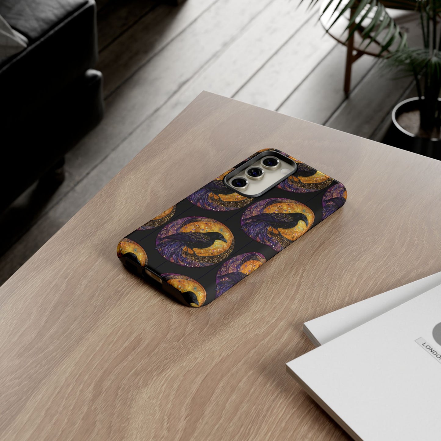 Raven Celestial Phone Case, Astrological Gift, Bird Lover Accessory, Tough Phone Cover, Gothic Aesthetic, Halloween Tech Decor