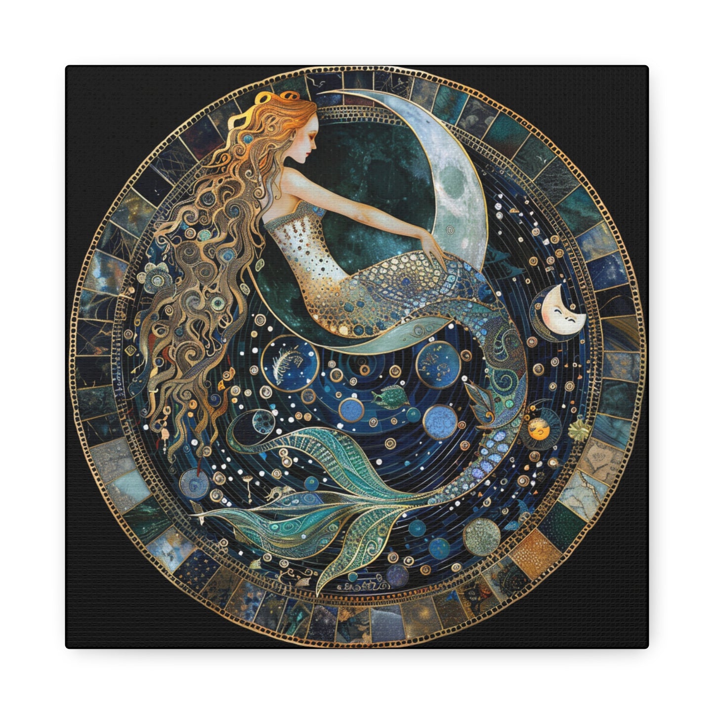 Mermaid Art Canvas Print, Nautical Home Decor, Ocean Lover's Gift, Fantasy Wall Art, Beach House Wall Hanging