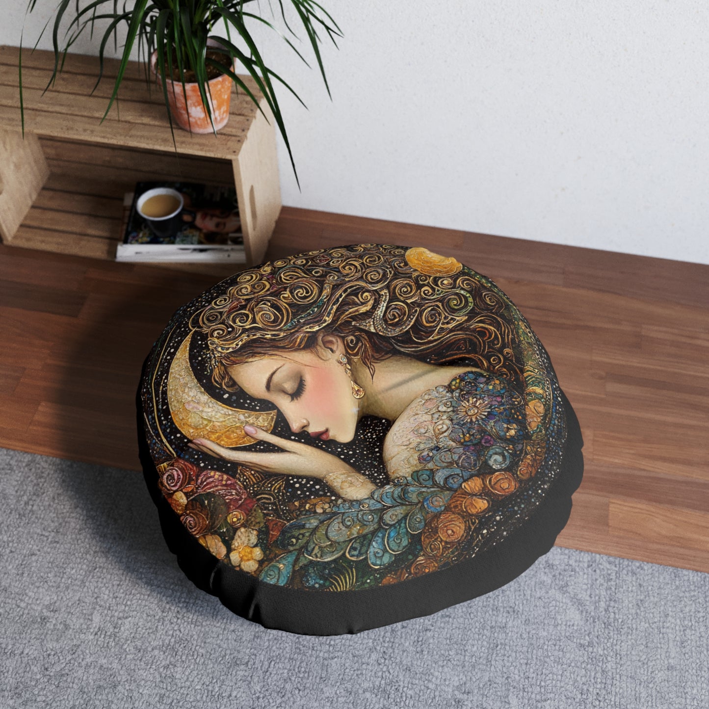 Mermaid Slumber Tufted Floor Pillow, Round - Cozy Home Decor, Meditation Cushion, Bohemian Gift, Festival Accent, Bedroom Accessory