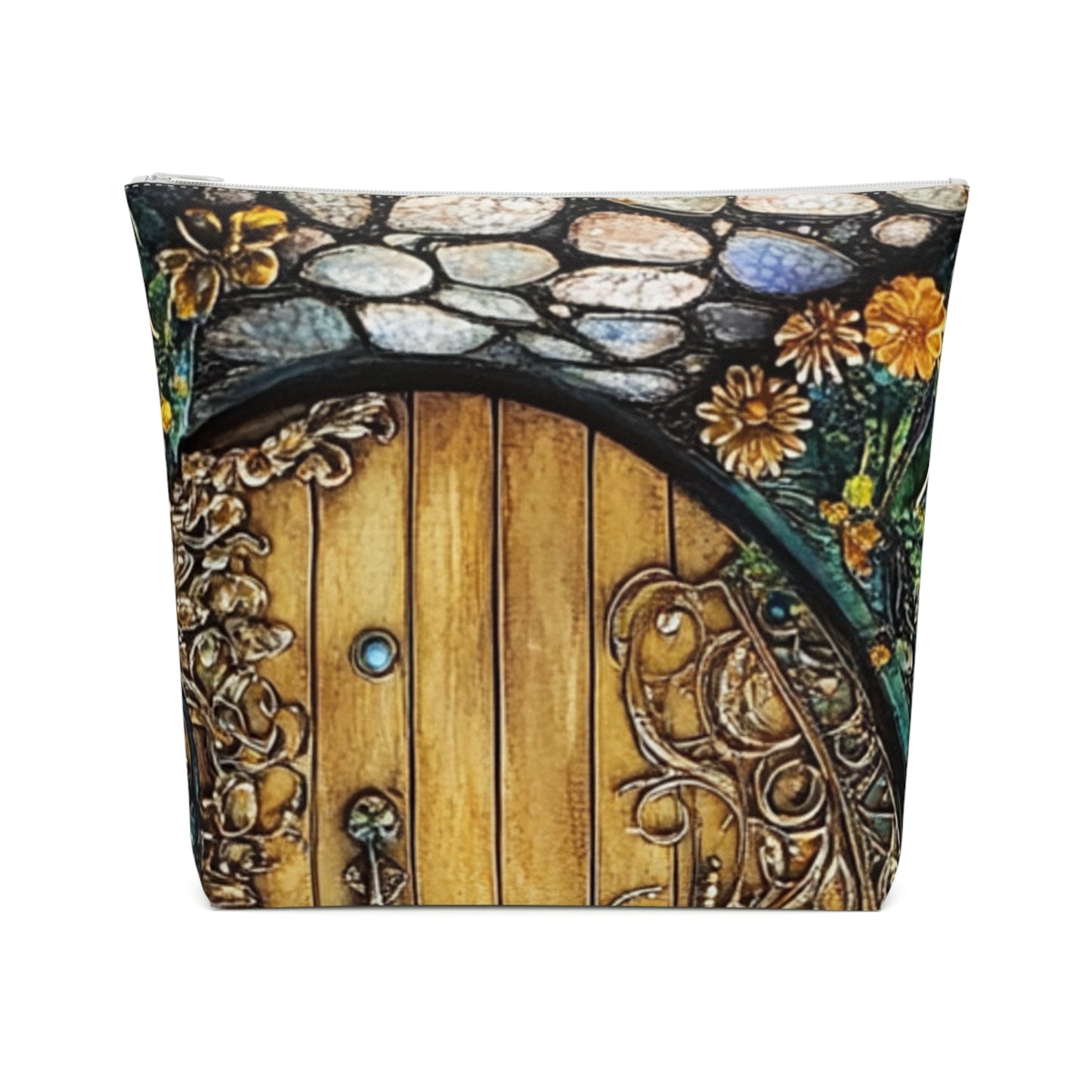 Fairy Door Mystical Floral Cosmetic Bag | Travel Pouch, Makeup Organizer, Gift for Her, Boho Style, Unique Design