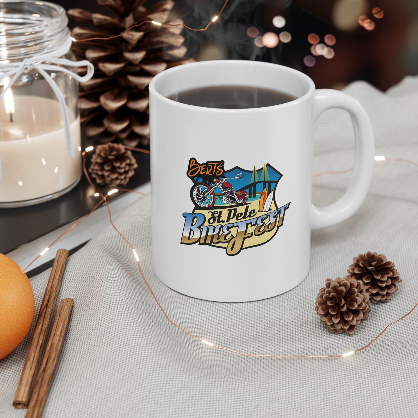 St Pete FL Bike Fest Ceramic Mug with Unique Design, Perfect for Coffee Lovers, Gift for Friends, Home Decor, Fun Office Mug