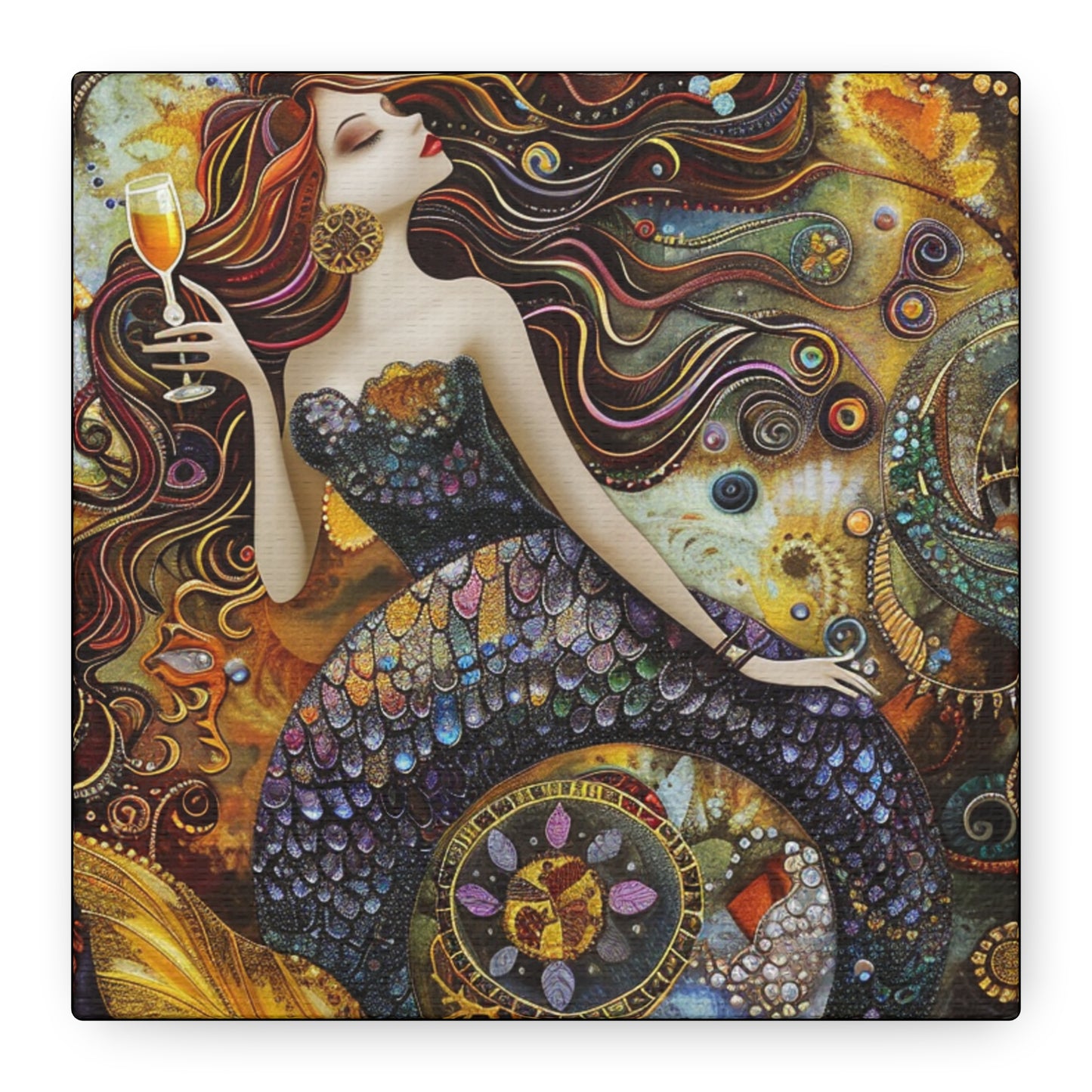 Mermaid Art Canvas, Relaxing Home Decor, Whimsical Wall Art, Unique Gift, Fantasy Artwork
