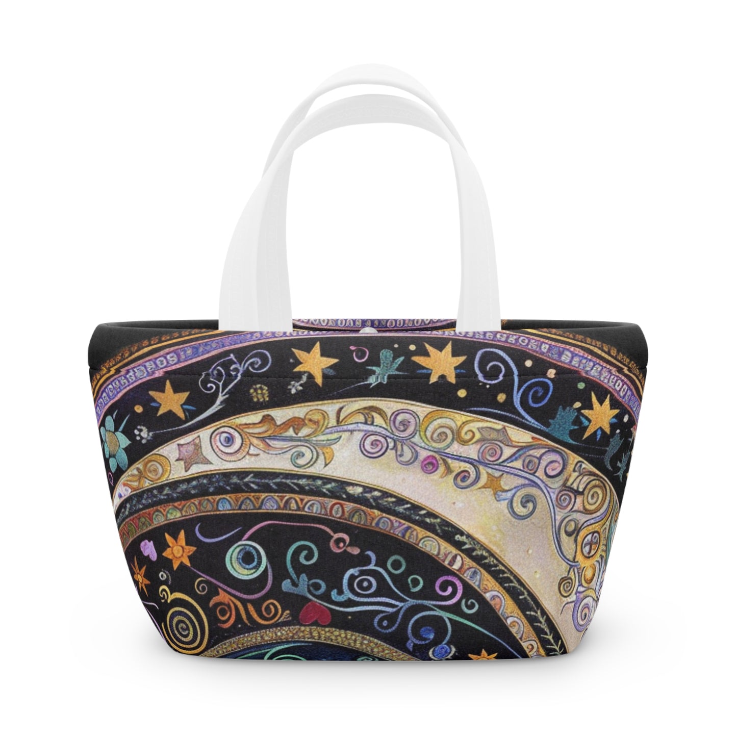 Colorful Celestial Patterns Lunch Bag, Insulated Tote, Reusable Food Carrier, Eco-Friendly Lunch Container, Picnic Essential