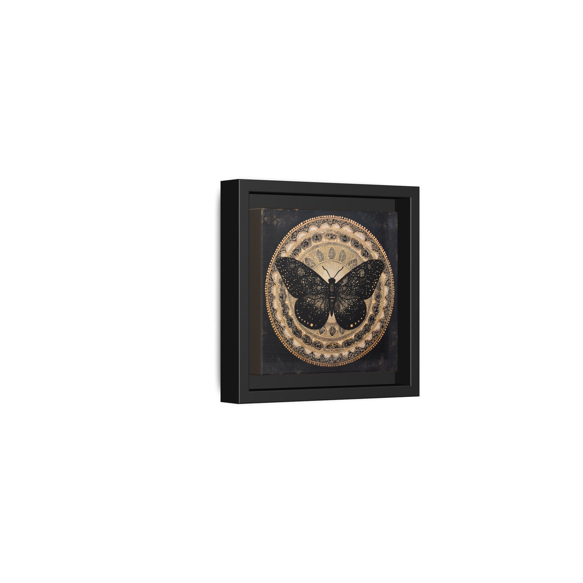 Black Moth Mandala Matte Canvas Framed | Wall Art