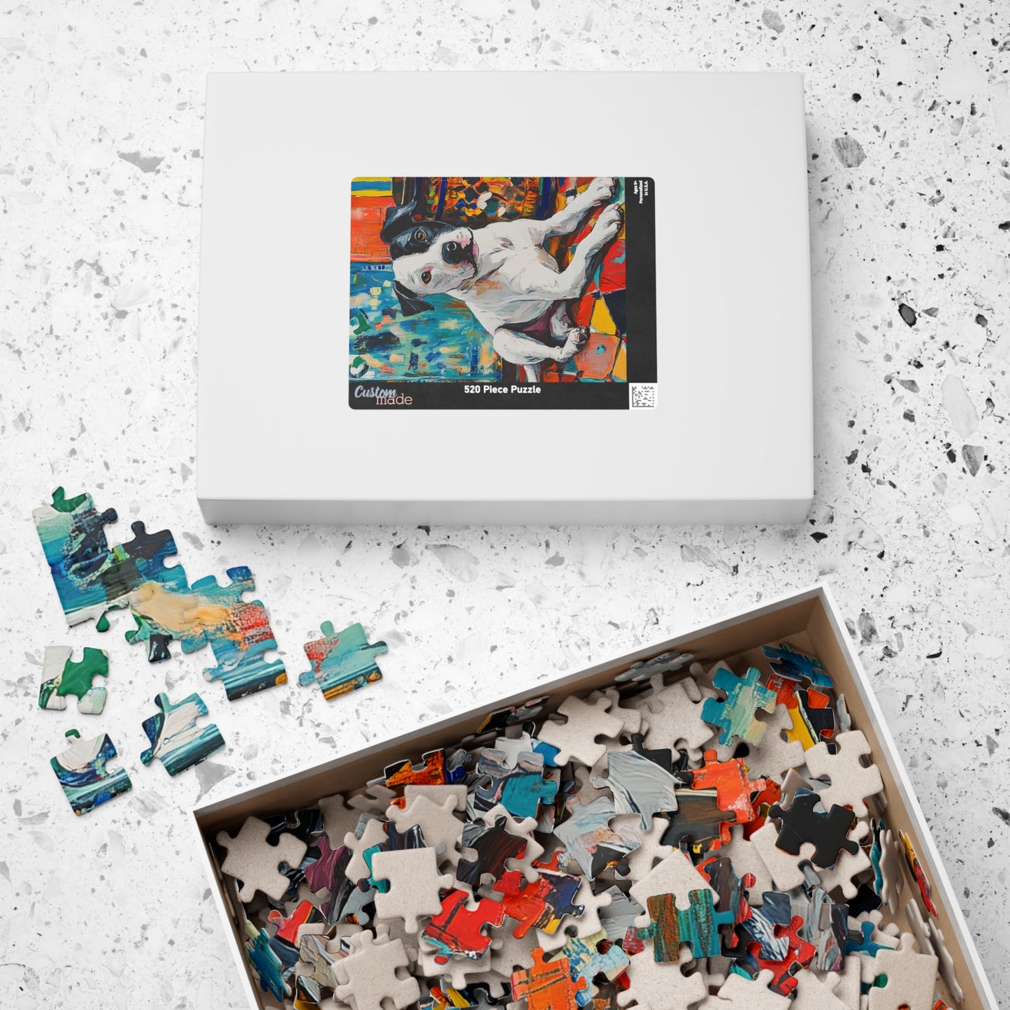 Custom for Verna Colorful Pitbull Art Puzzle – Dog Jigsaw Puzzle (110–1014 pcs)