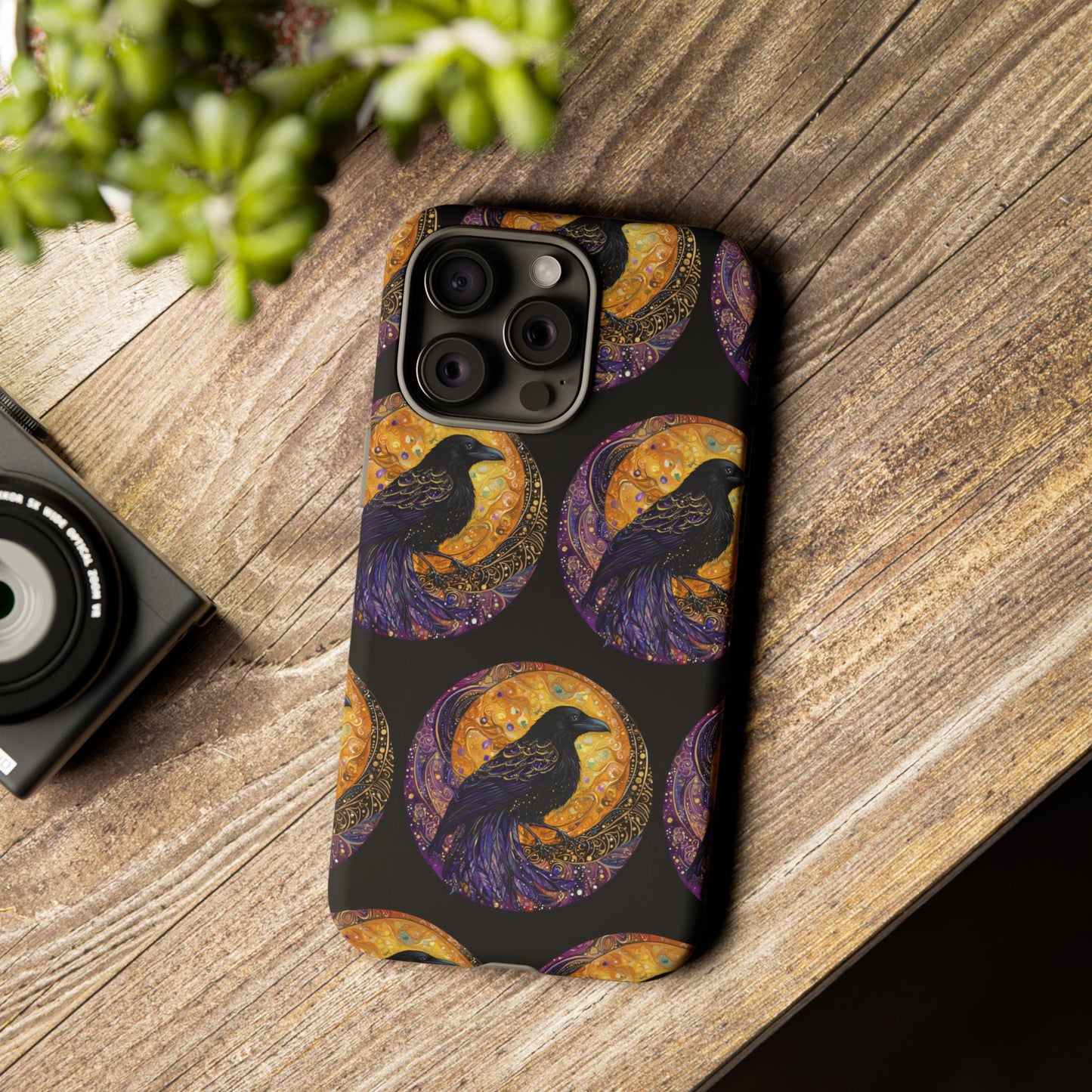 Raven Celestial Phone Case, Astrological Gift, Bird Lover Accessory, Tough Phone Cover, Gothic Aesthetic, Halloween Tech Decor