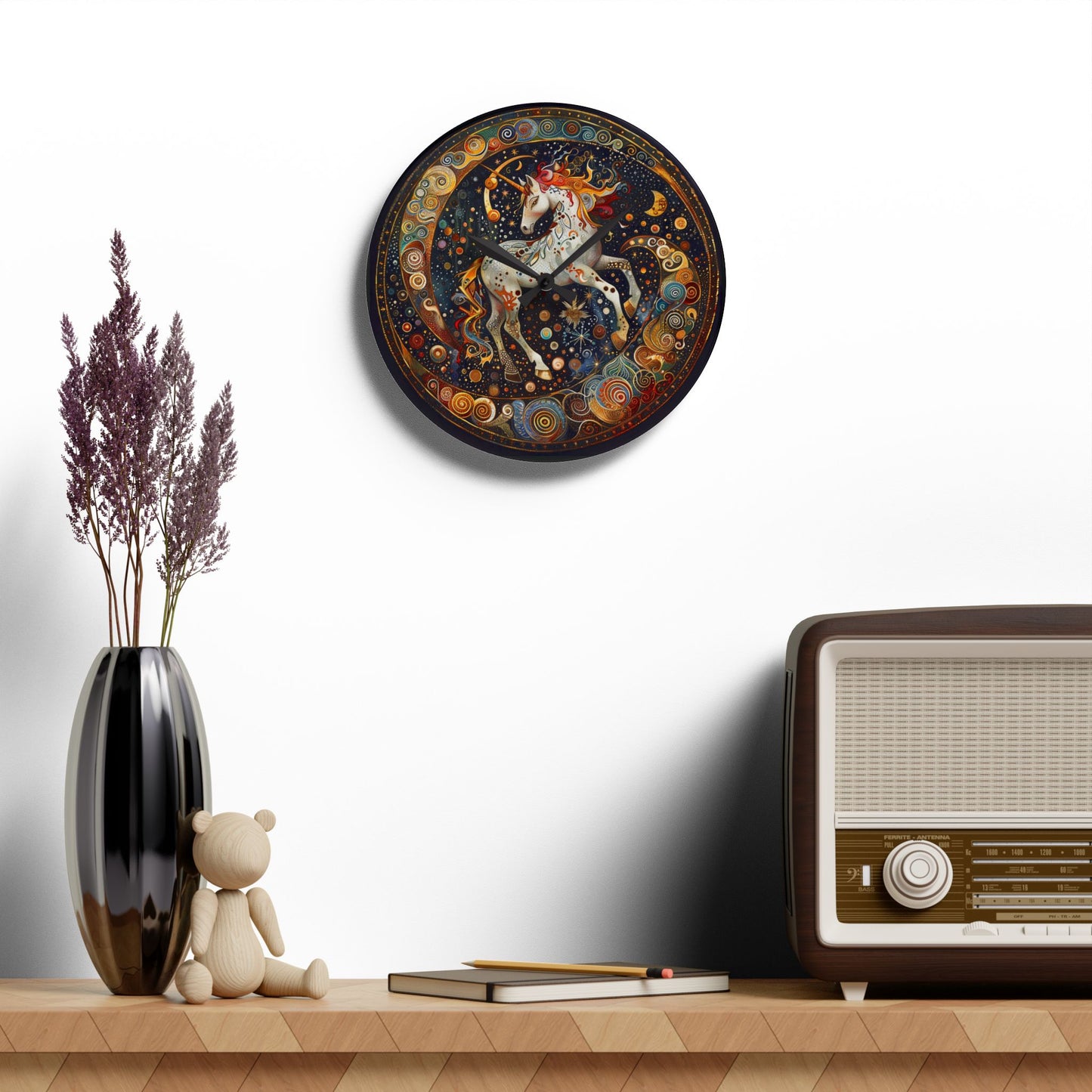 Magical Unicorn Acrylic Wall Clock, Unique Home Decor, Fantasy Art Clock, Gift for Kids, Whimsical Wall Art