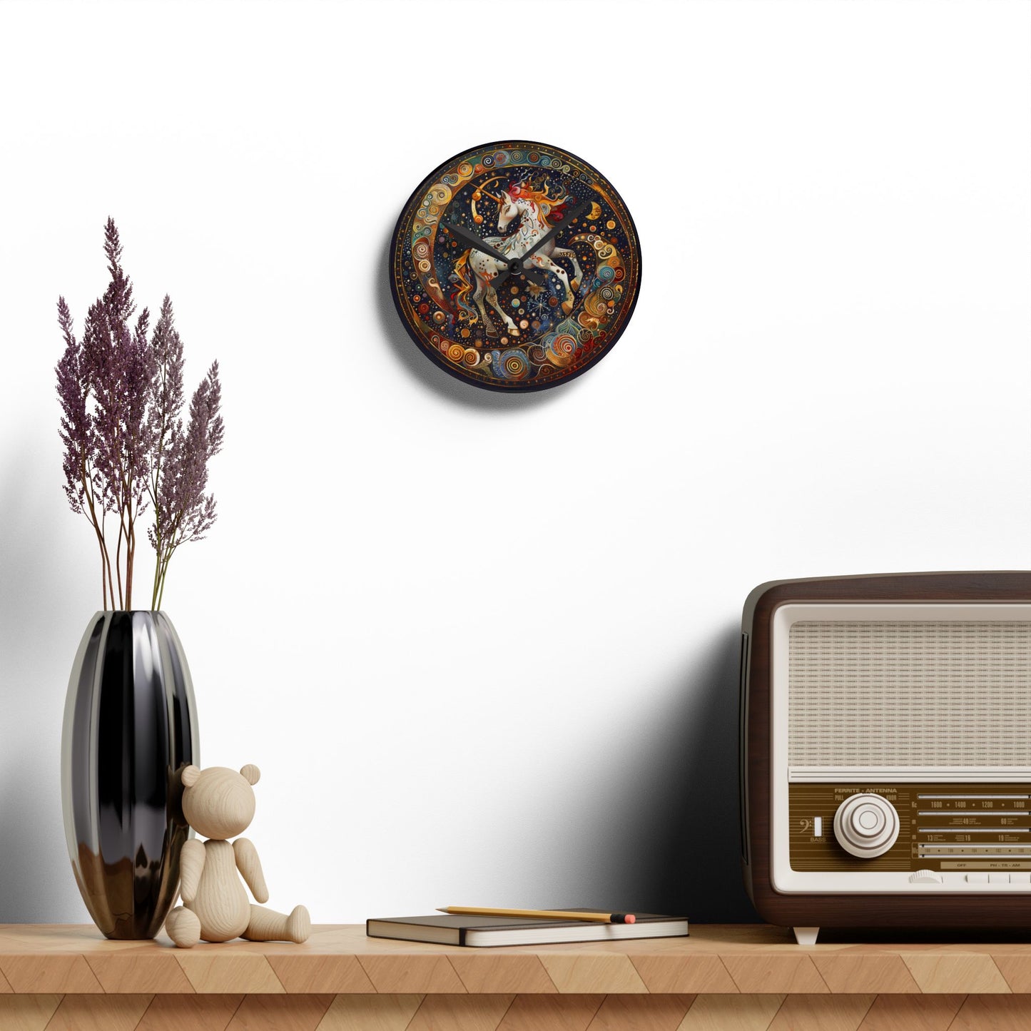 Magical Unicorn Acrylic Wall Clock, Unique Home Decor, Fantasy Art Clock, Gift for Kids, Whimsical Wall Art