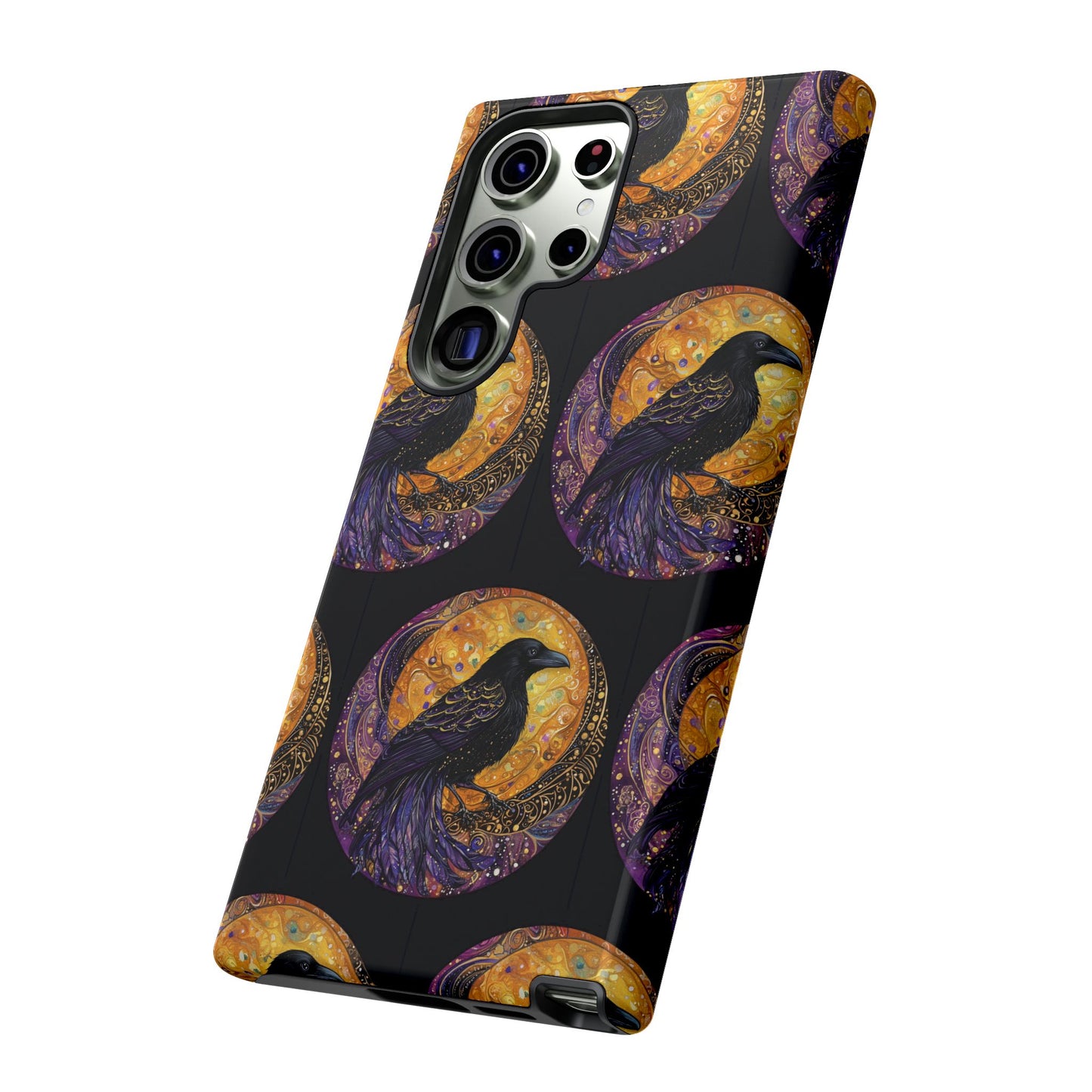 Raven Celestial Phone Case, Astrological Gift, Bird Lover Accessory, Tough Phone Cover, Gothic Aesthetic, Halloween Tech Decor