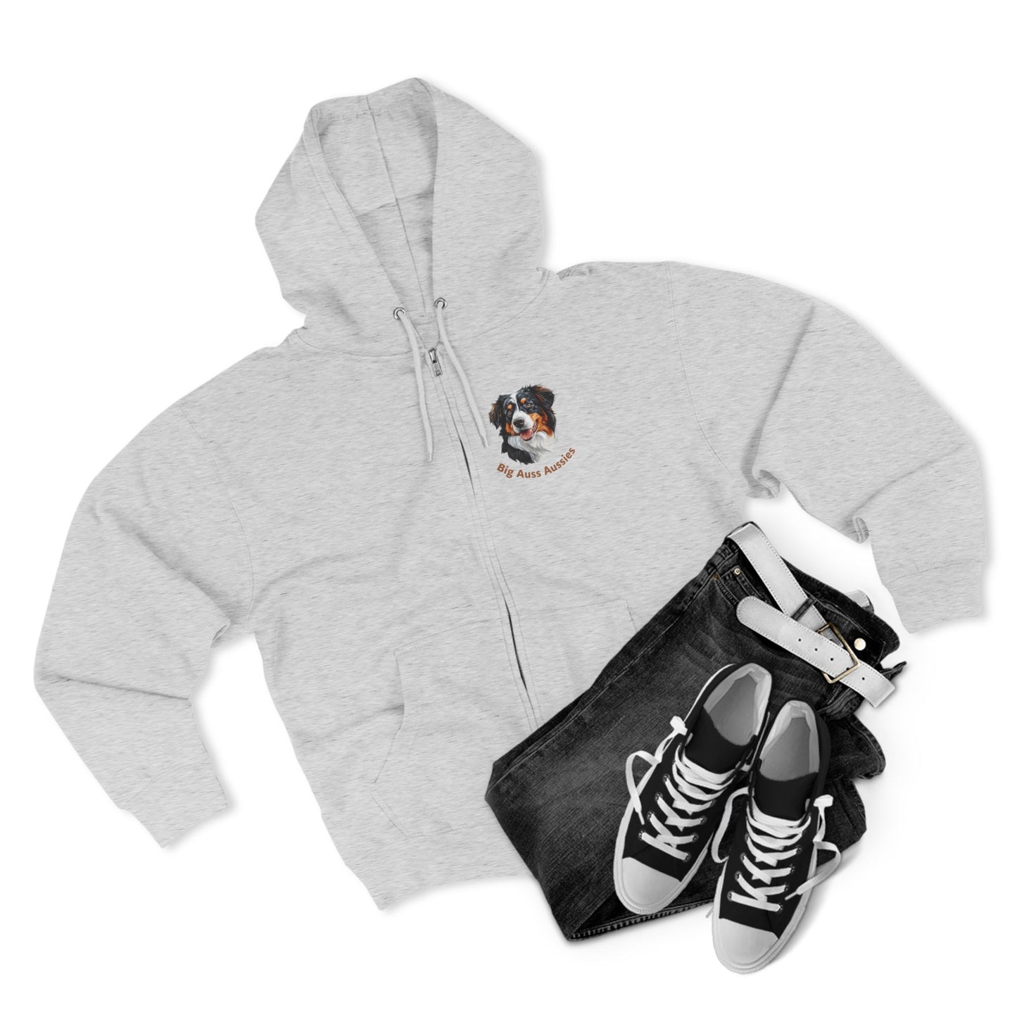 Big Auss Aussies Unisex Zip Hoodie - Cozy Pet Apparel, Australian Shepherd Clothing