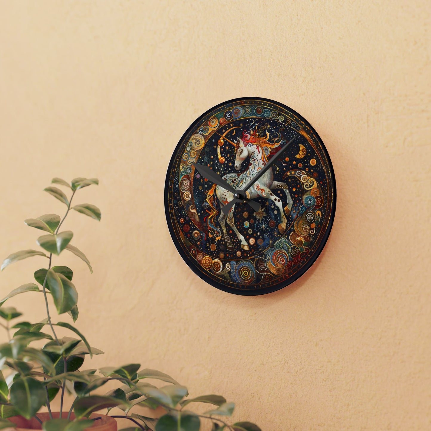 Magical Unicorn Acrylic Wall Clock, Unique Home Decor, Fantasy Art Clock, Gift for Kids, Whimsical Wall Art