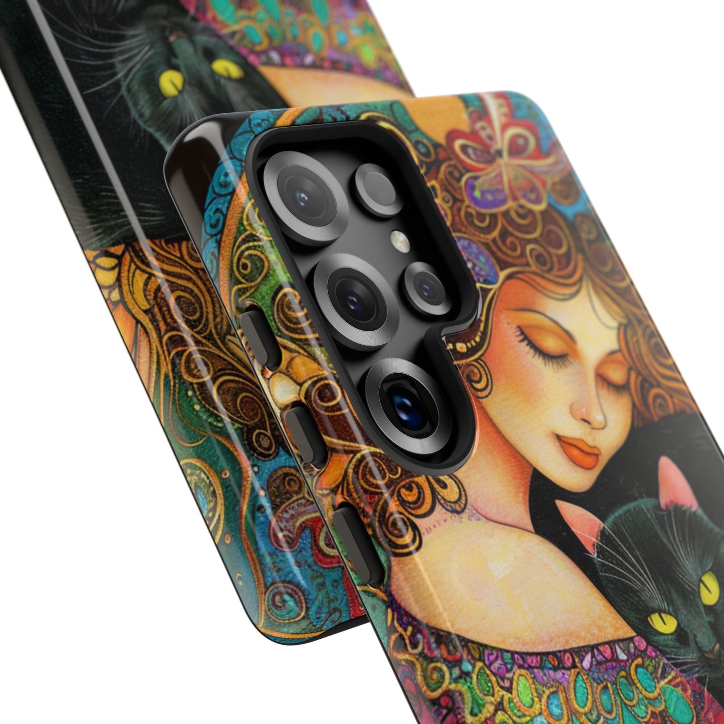 Colorful Cat Art Phone Case, Tough Phone Cover for Cat Lovers, Gift for Pet Owners, Artistic Mobile Case, Cute Cat Design