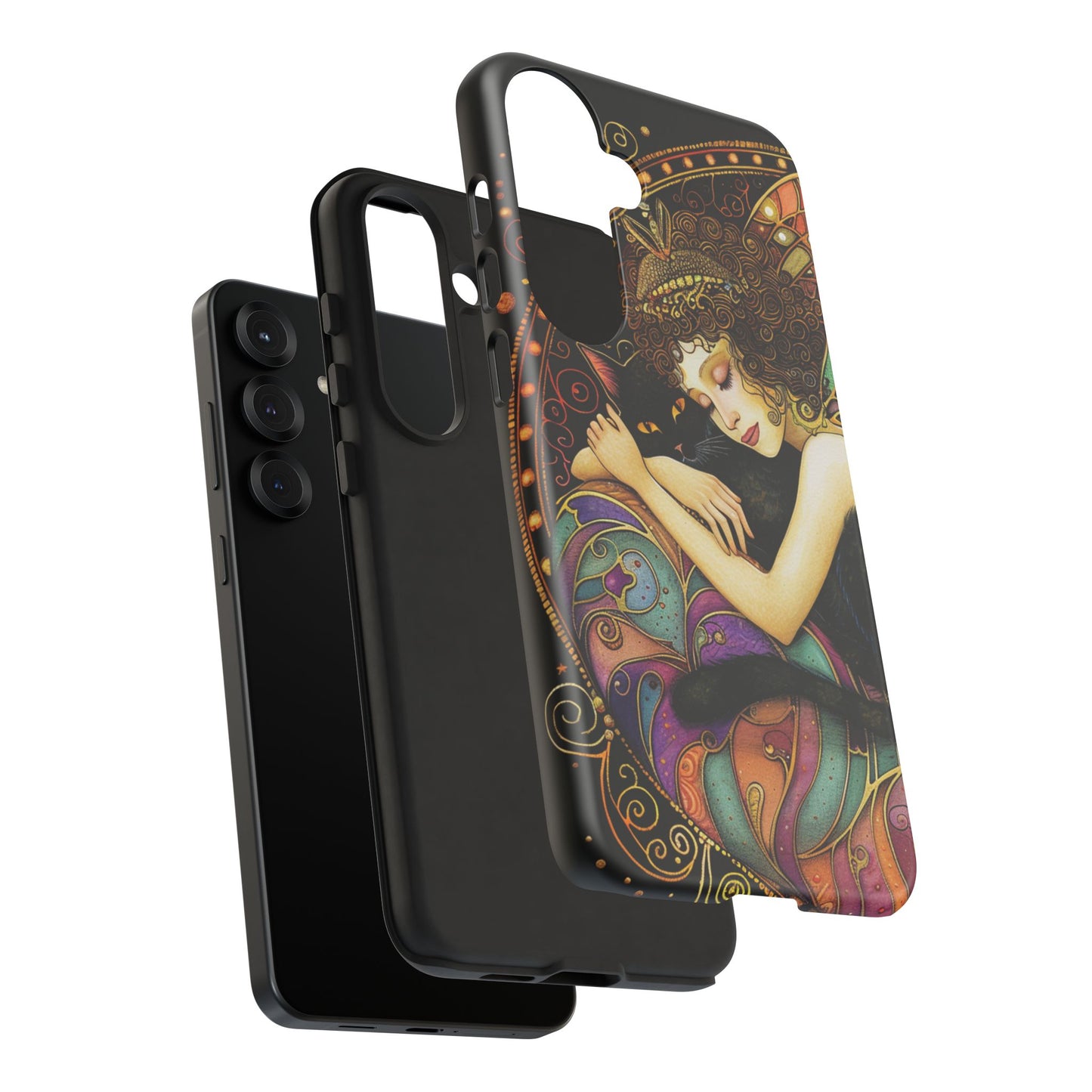 Artistic Phone Case for Cat Lovers, Tough Cases with Enchanting Design, Unique Gift for Birthdays, Holidays, and Celebrations