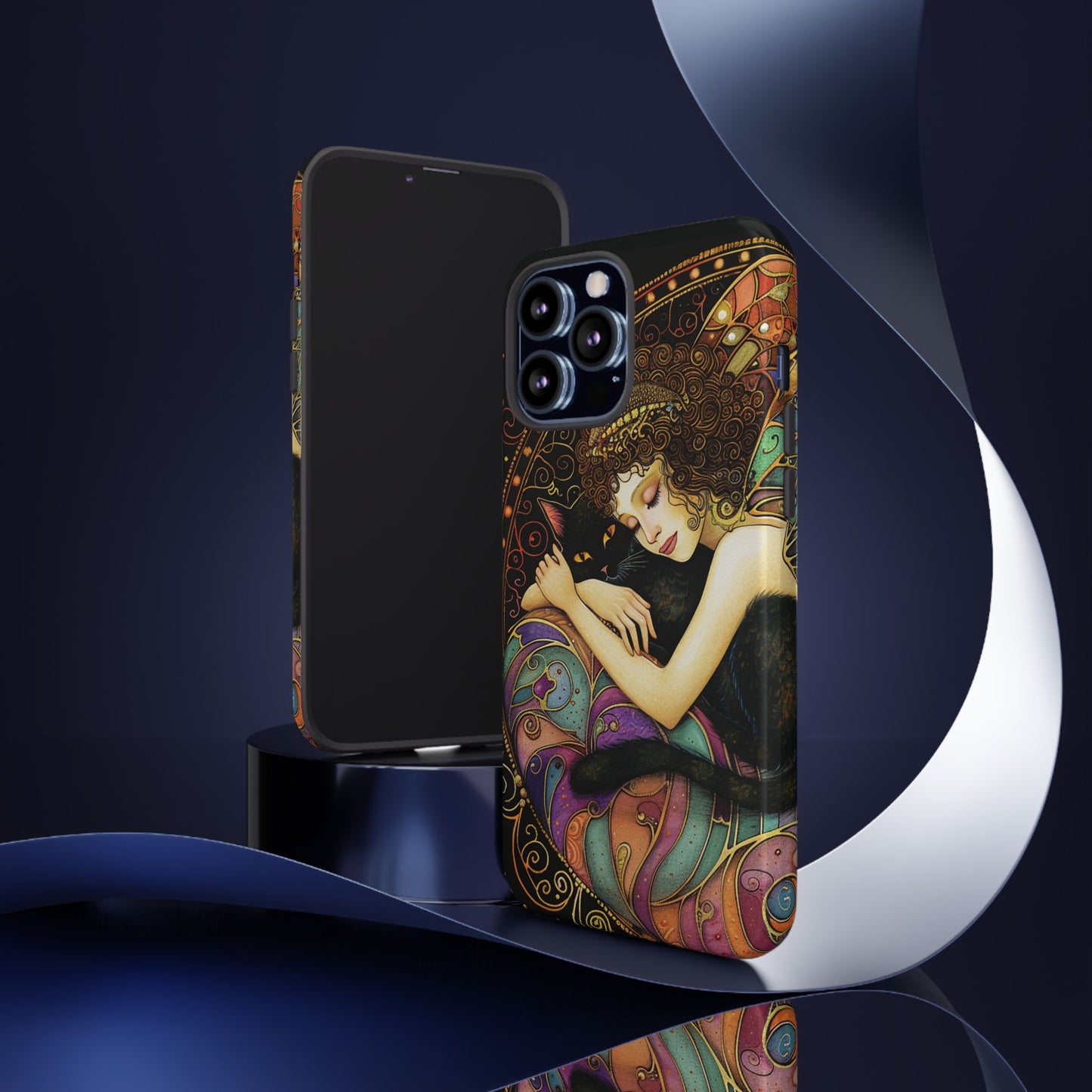 Artistic Phone Case for Cat Lovers, Tough Cases with Enchanting Design, Unique Gift for Birthdays, Holidays, and Celebrations