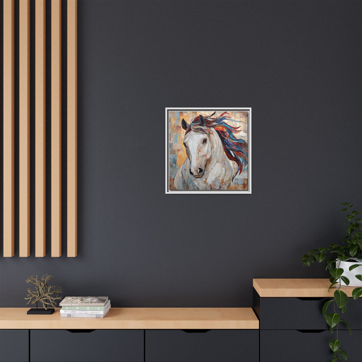 Colorful Mane Horse Matte Canvas Framed | Equine Wall Art