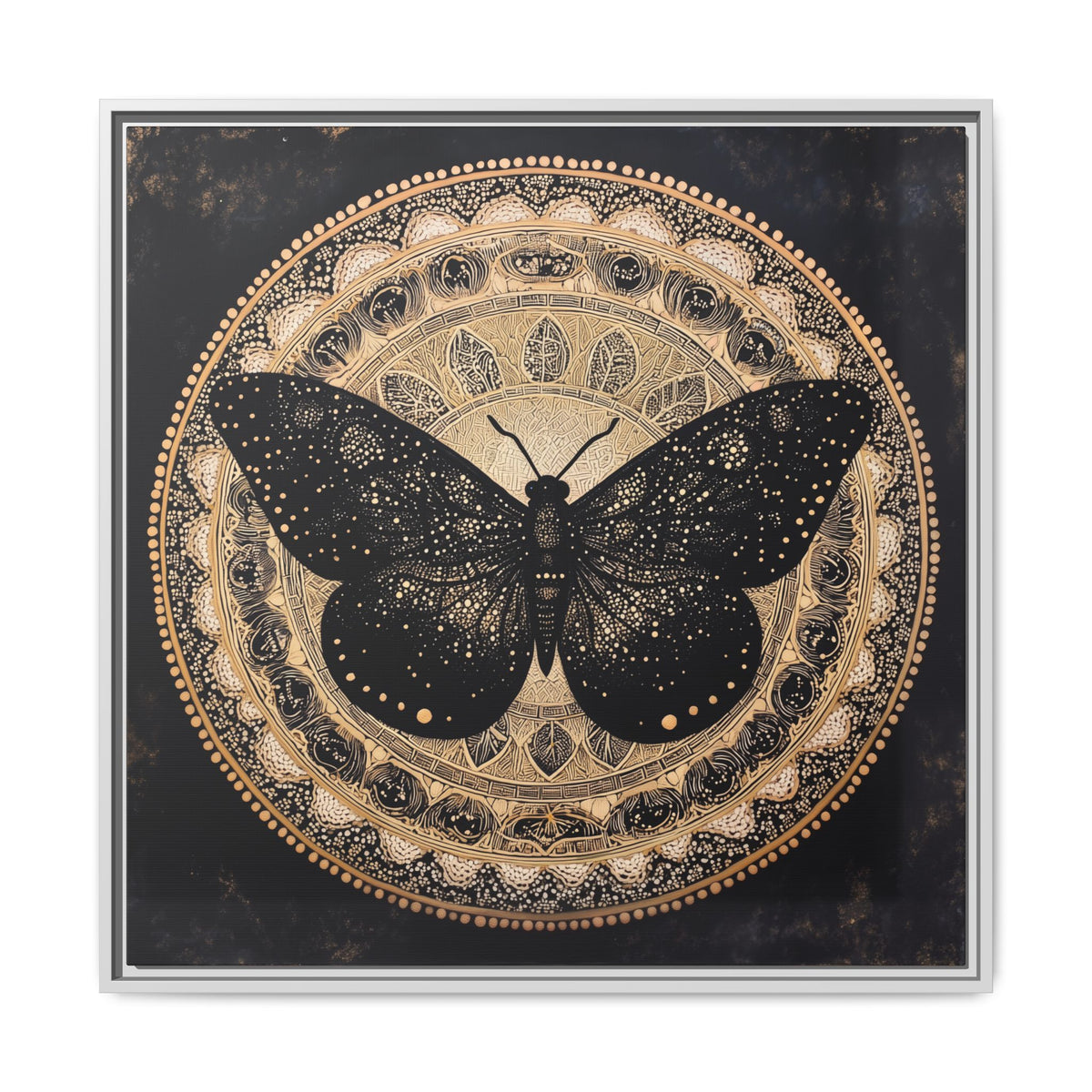 Black Moth Mandala Matte Canvas Framed | Wall Art