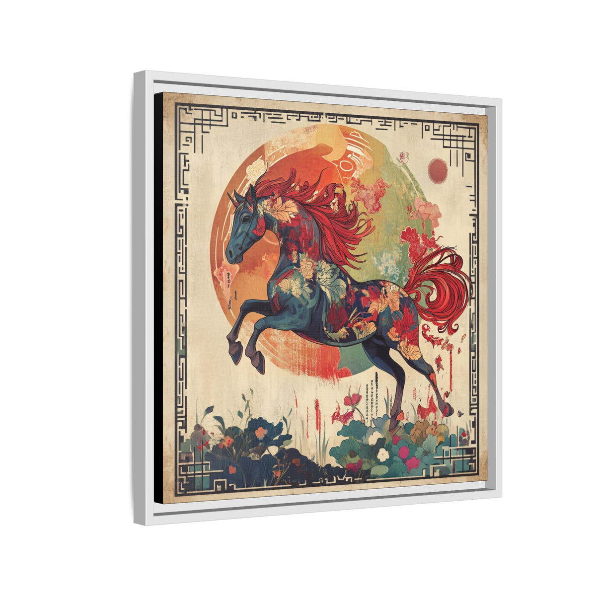 Fire Horse Year Matte Canvas Framed Print