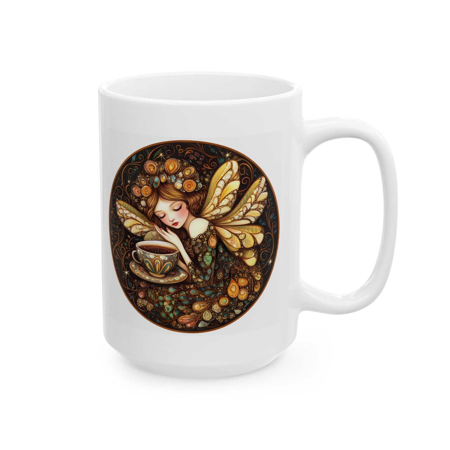 Tea Time Fairy Collection, "Peppermint" Ceramic Mug, Nature Lover Gift, Decorative Coffee Cup, Inspirational Tea Mug