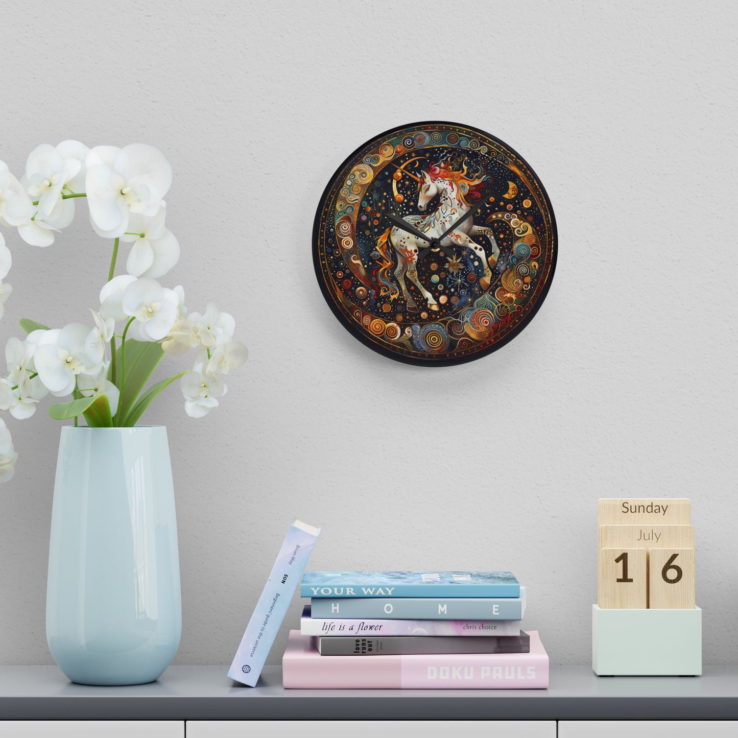 Magical Unicorn Acrylic Wall Clock, Unique Home Decor, Fantasy Art Clock, Gift for Kids, Whimsical Wall Art