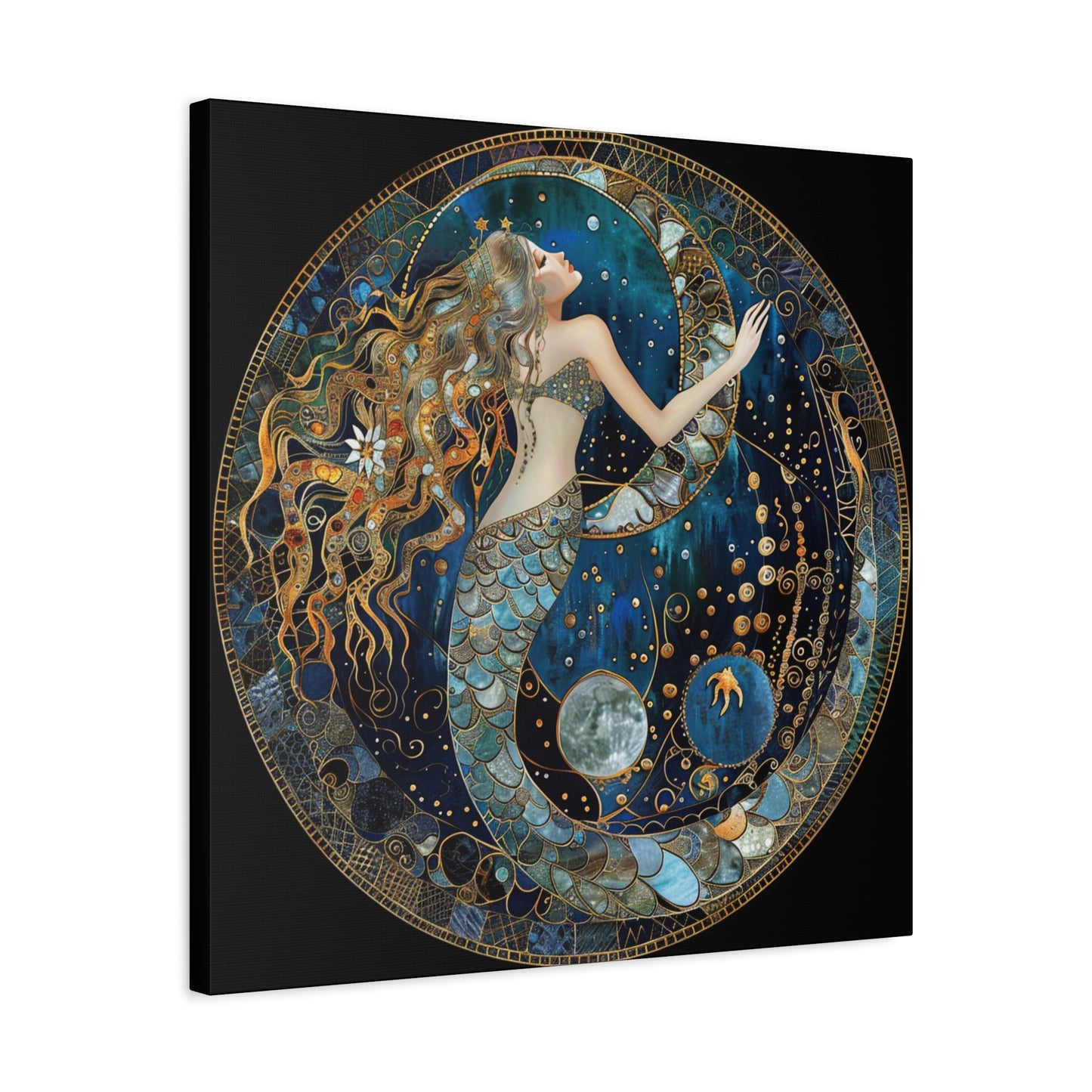 Mermaid Dreams Canvas Art, Ocean Wall Decor, Boho Home Decor, Gift for Her, Coastal Decoration, Celestial Art