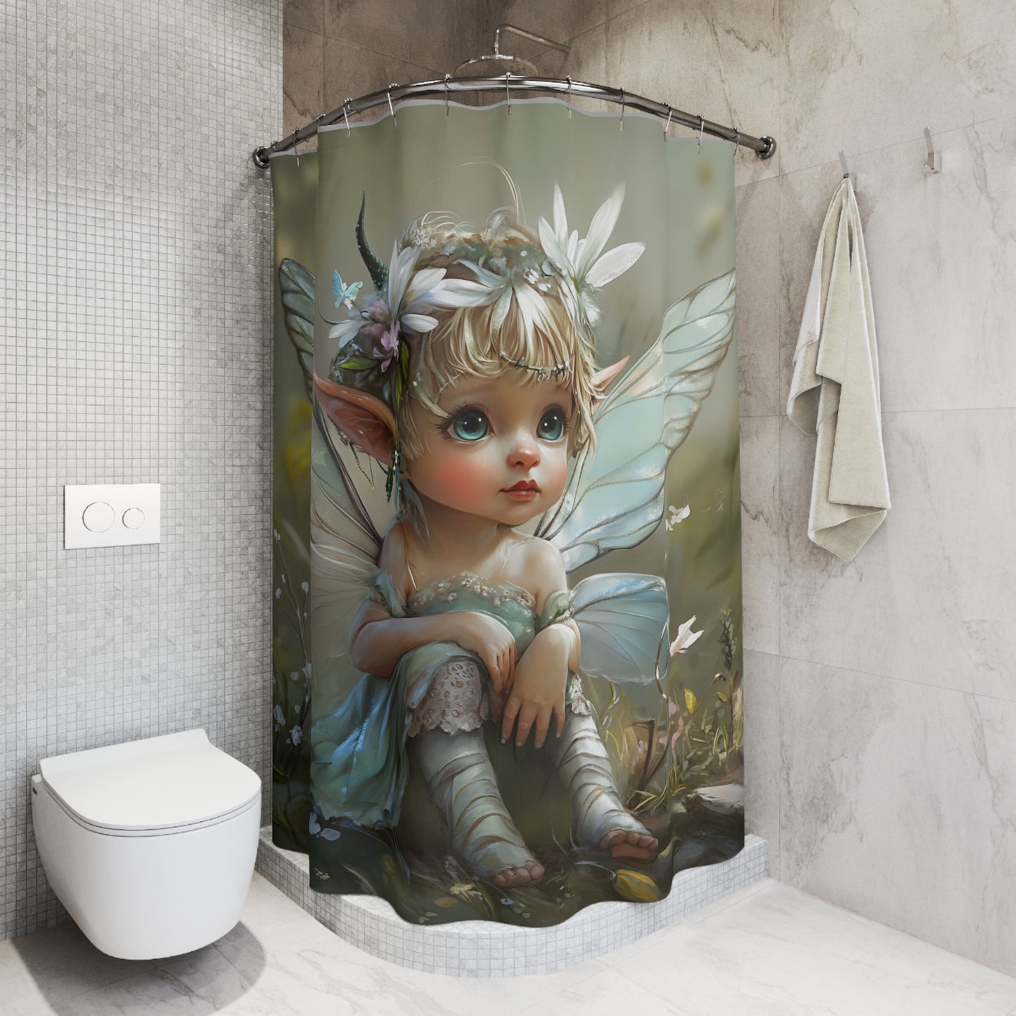 Baby Fairy Shower Curtain - Magical Bathroom Decor, Fantasy Home Accent, Kids' Room Decor, Enchanted Gifts