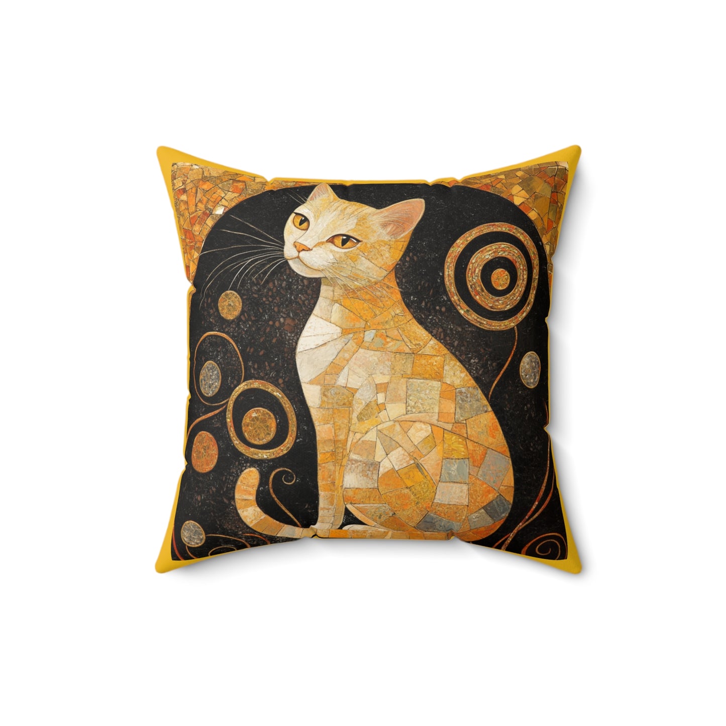 Crystal Cat Collection Citrine Cat Faux Suede Pillow, Cat Lover Home Decor, Throw Pillow for Cat Enthusiasts, Stylish