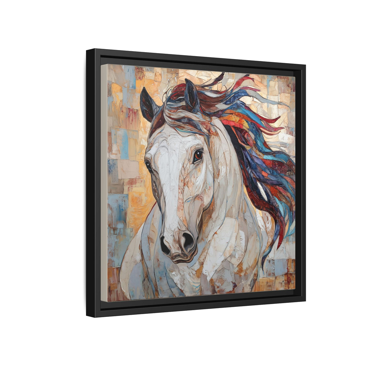 Colorful Mane Horse Matte Canvas Framed | Equine Wall Art