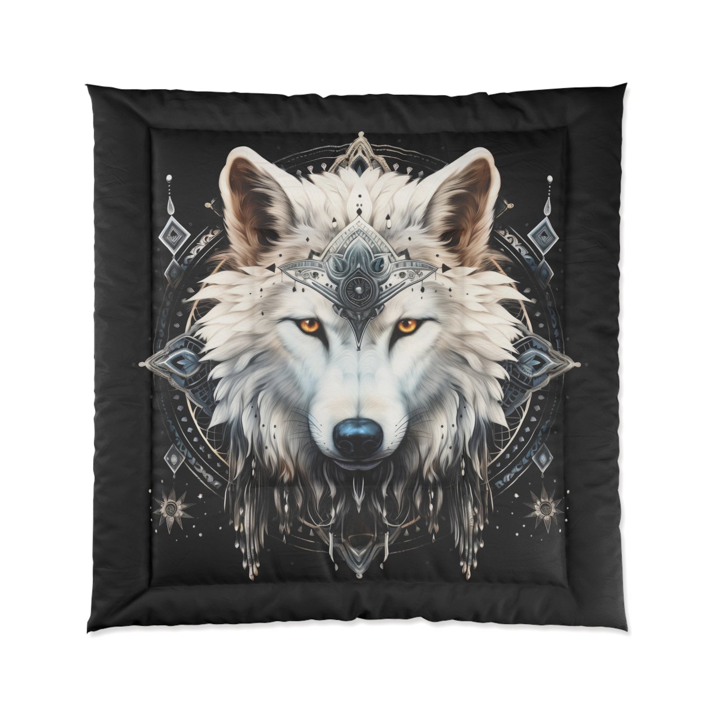 Mystic White Wolf Comforter | Boho Wolf Bedding