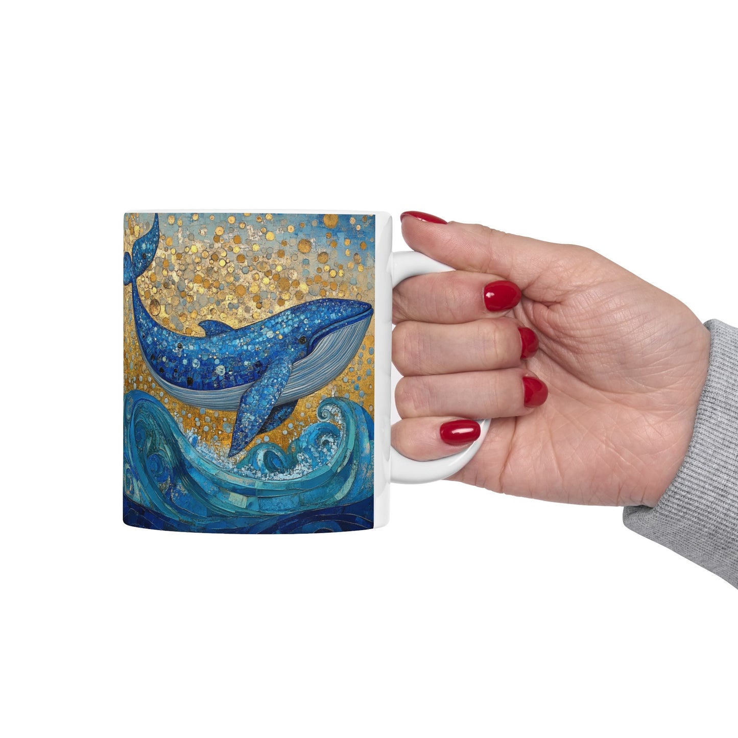 Ceramic Whale Art Mug | Ocean Lover Gift | 11oz & 15oz | Unique Whale Design | Coffee Cup for Nature Enthusiasts, Whale Decor, Sea Life