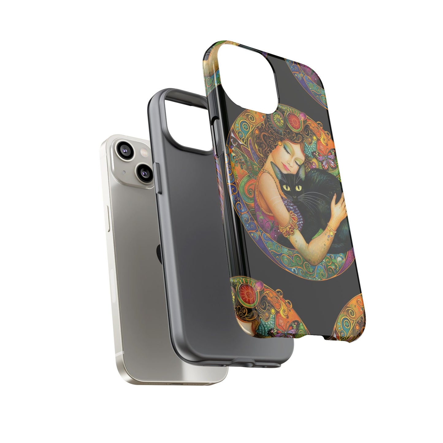 Tough Cases Phone Case, Colorful Protective Cover for Cat Lovers, Trendy Gift for Birthdays, Unique Art Phone Accessories