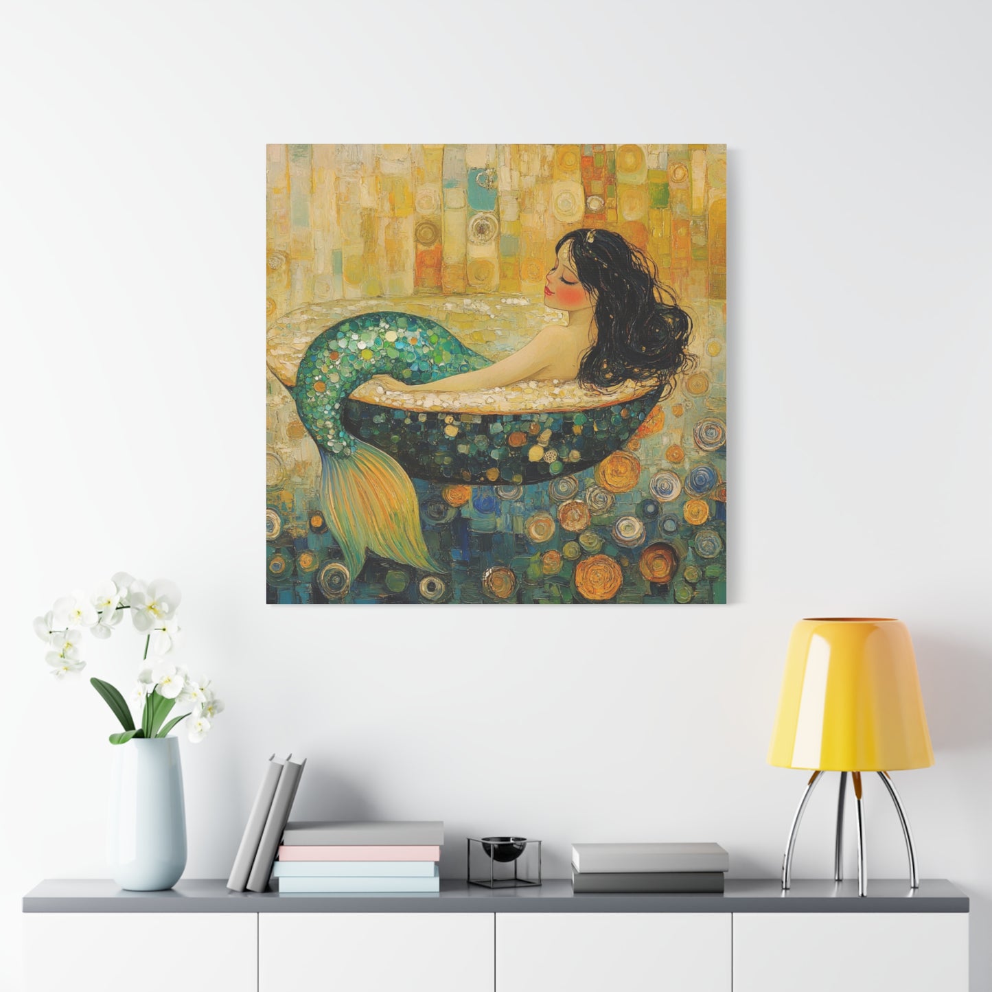 Serene Mermaid Canvas Art, Wall Decor, Home Decoration, Art Gift, Coastal Living, Beach Theme, Printable Artwork