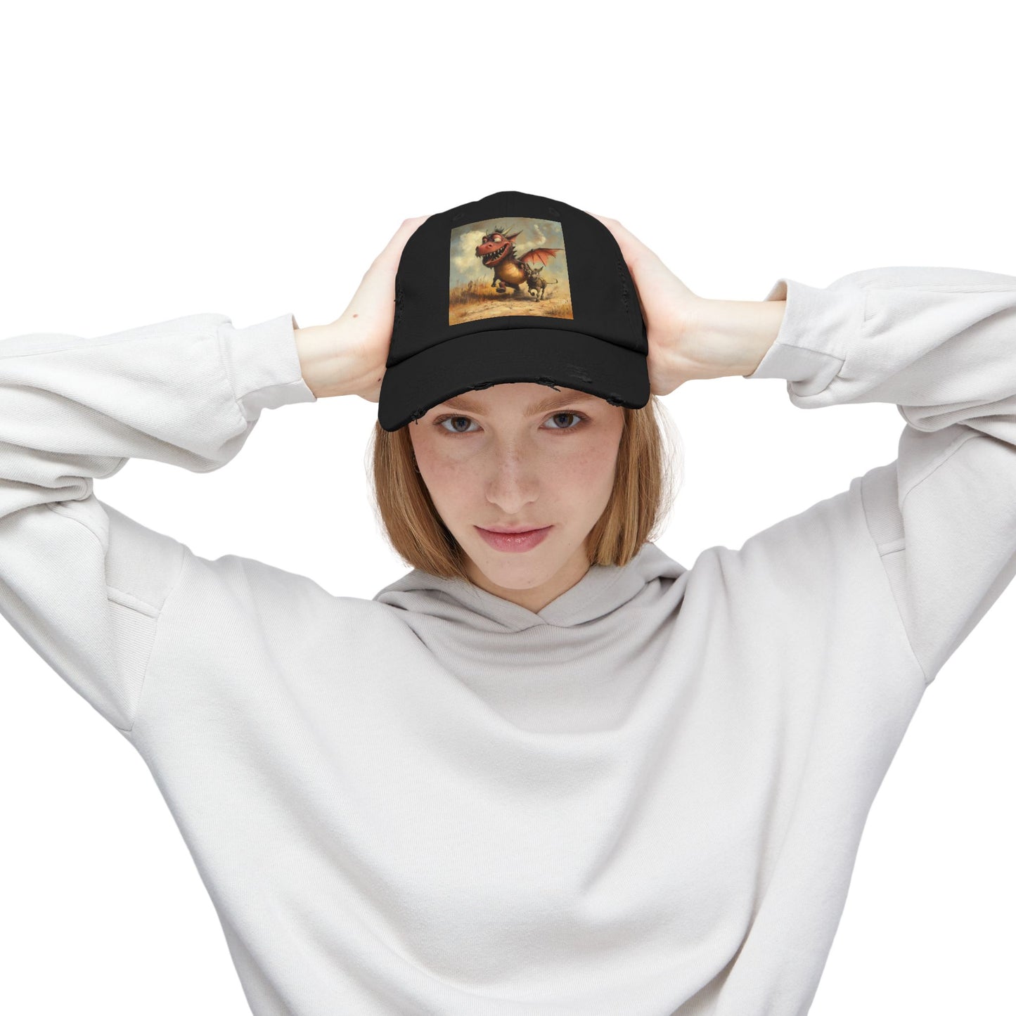 Playful Dragon Ass Distressed Cap | Unisex Cap, Casual, Gift for Fantasy Lovers, Birthday Gift, Festival Attire