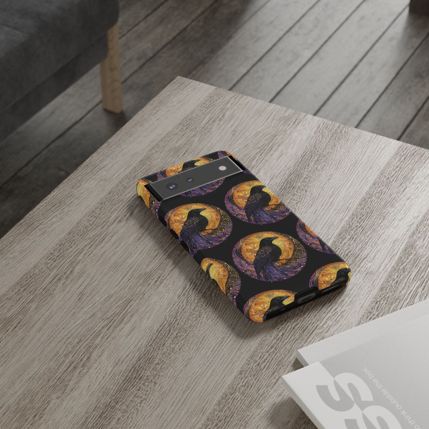 Raven Celestial Phone Case, Astrological Gift, Bird Lover Accessory, Tough Phone Cover, Gothic Aesthetic, Halloween Tech Decor