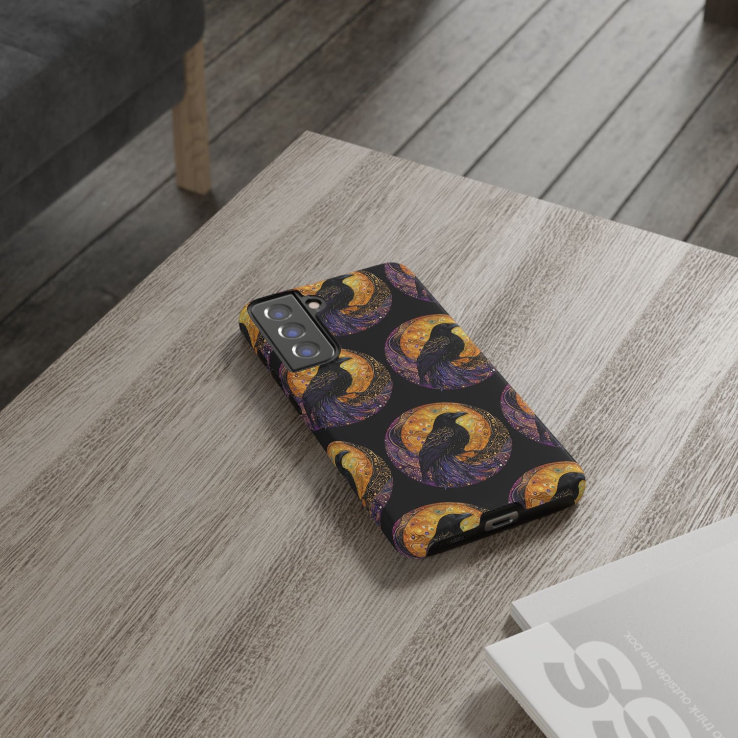 Raven Celestial Phone Case, Astrological Gift, Bird Lover Accessory, Tough Phone Cover, Gothic Aesthetic, Halloween Tech Decor