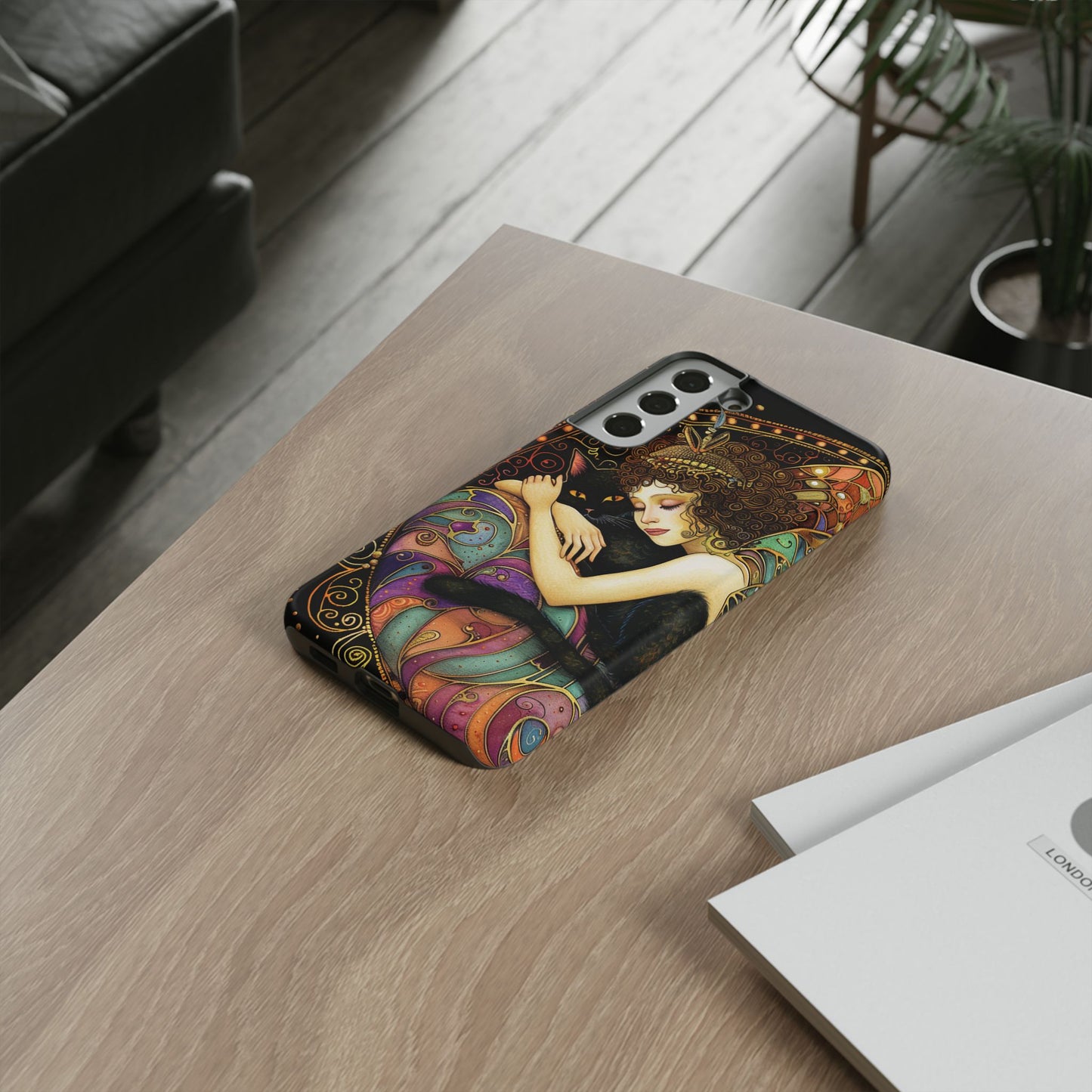 Artistic Phone Case for Cat Lovers, Tough Cases with Enchanting Design, Unique Gift for Birthdays, Holidays, and Celebrations