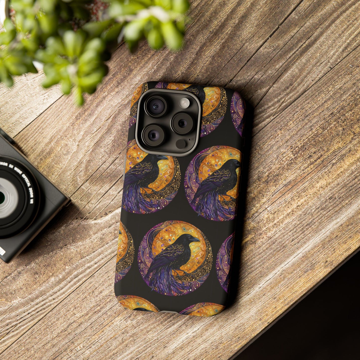 Raven Celestial Phone Case, Astrological Gift, Bird Lover Accessory, Tough Phone Cover, Gothic Aesthetic, Halloween Tech Decor