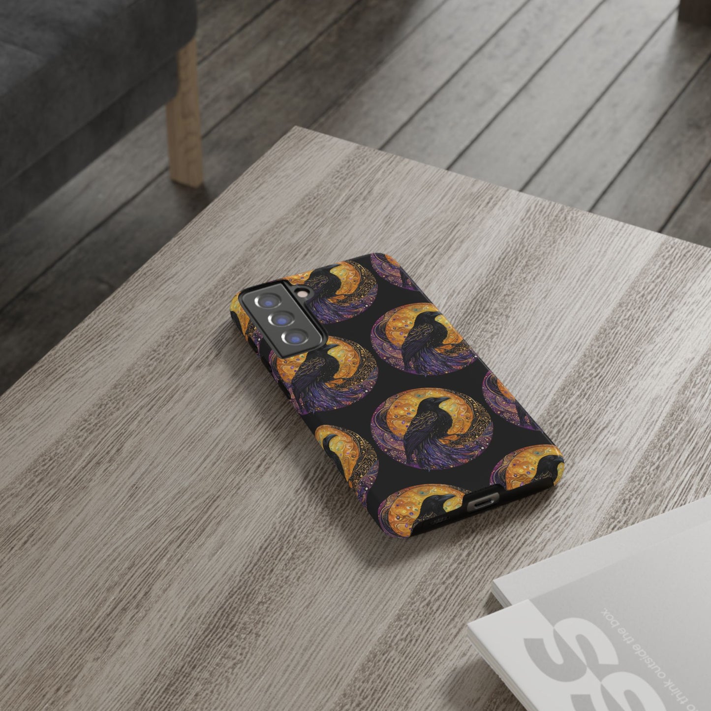 Raven Celestial Phone Case, Astrological Gift, Bird Lover Accessory, Tough Phone Cover, Gothic Aesthetic, Halloween Tech Decor