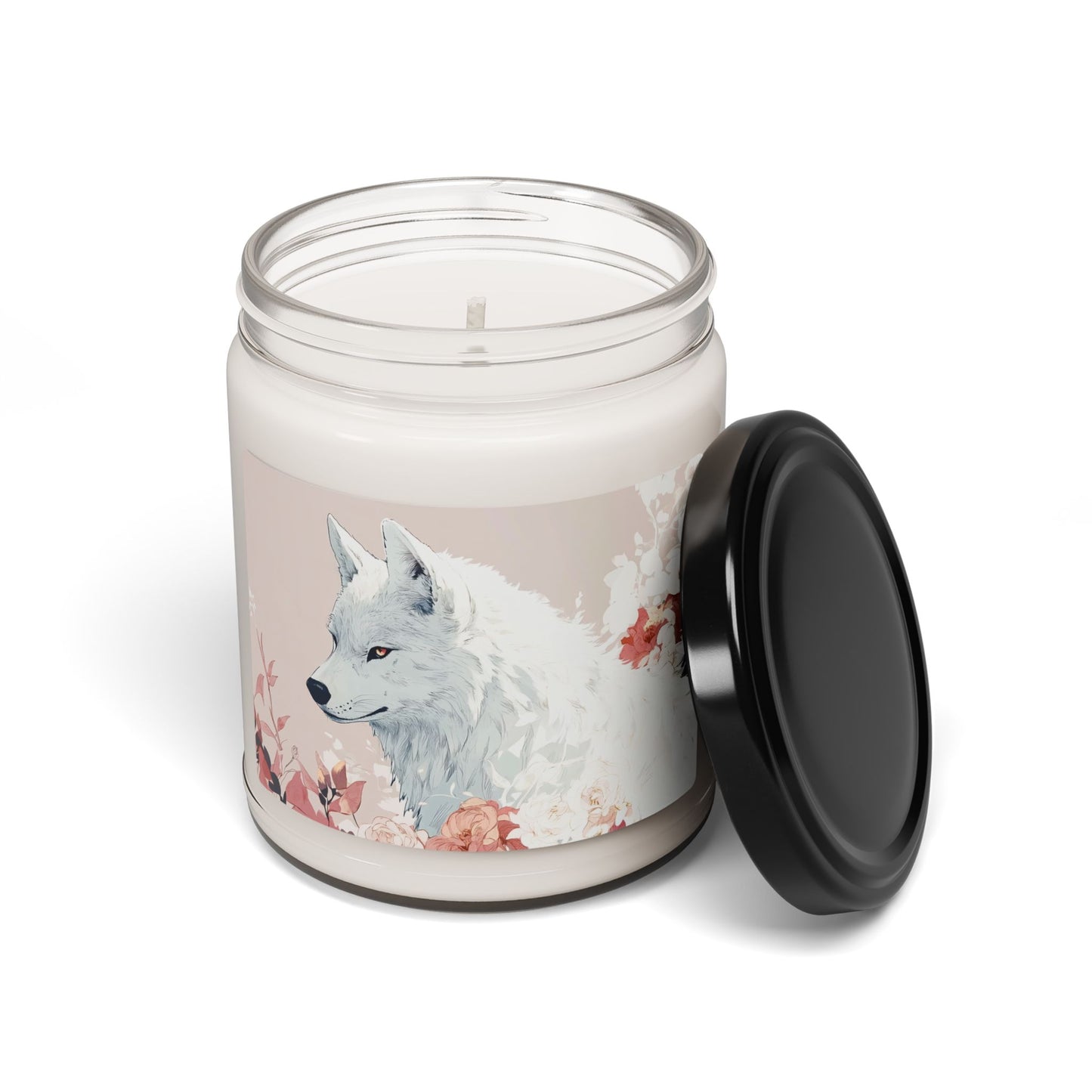 White Wolf Scented Soy Candle, 9oz | Aromatherapy Candle, Eco-Friendly Gift, Floral Decor, Home Fragrance, Pet Lover Gift