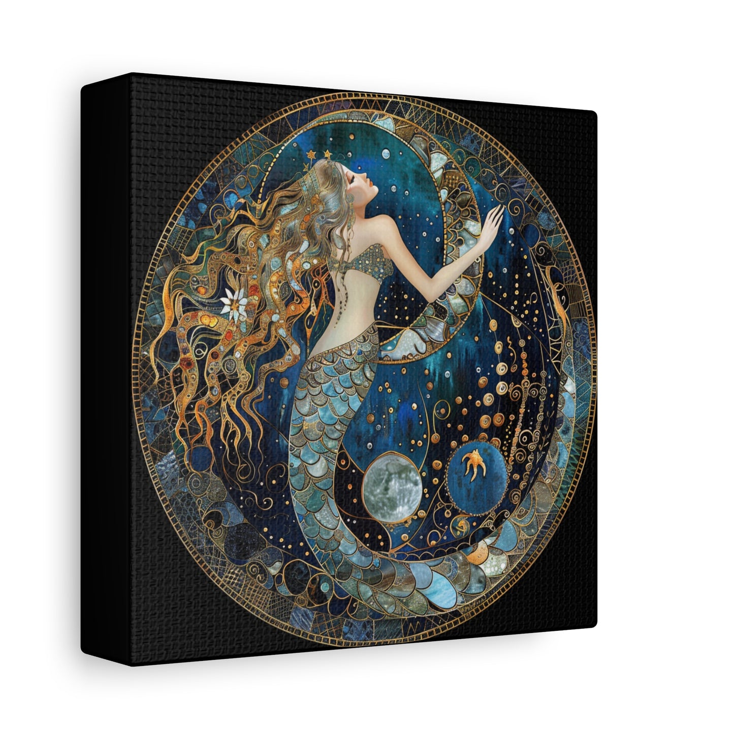 Mermaid Dreams Canvas Art, Ocean Wall Decor, Boho Home Decor, Gift for Her, Coastal Decoration, Celestial Art