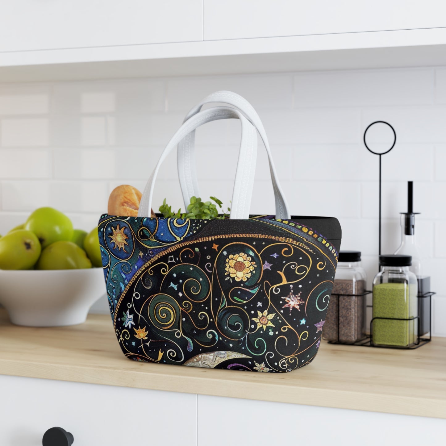 Cosmic Pattern Lunch Bag | Stylish Tote for Lunches, Picnics, Travel, Birthday Gift, Eco-Friendly Bag