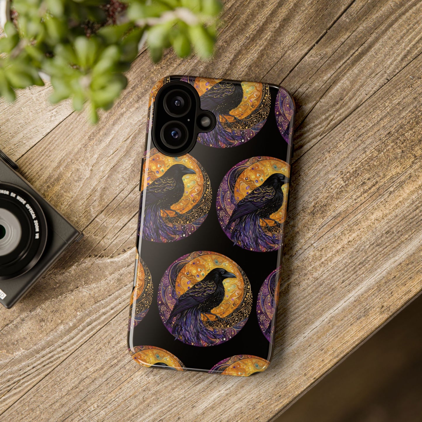 Raven Celestial Phone Case, Astrological Gift, Bird Lover Accessory, Tough Phone Cover, Gothic Aesthetic, Halloween Tech Decor