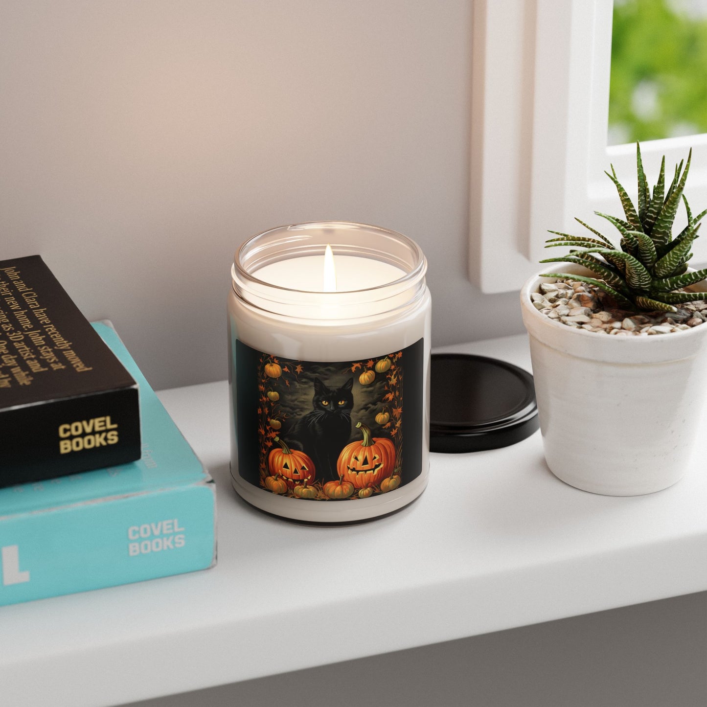 Halloween Cat Pumpkin Scented Soy Candle | Cozy Autumn Decor, Halloween Gift, Witchy Home Fragrance, Seasonal Candle, Spooky Decor