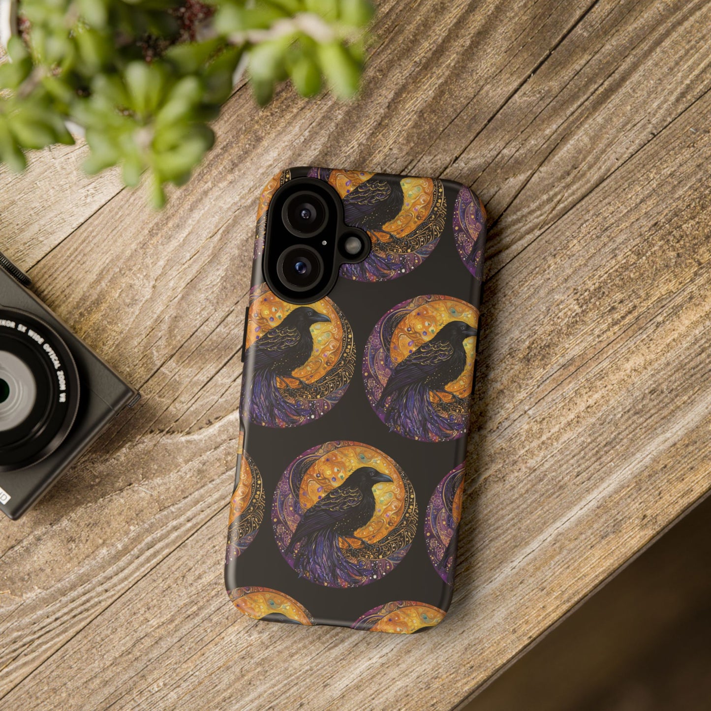 Raven Celestial Phone Case, Astrological Gift, Bird Lover Accessory, Tough Phone Cover, Gothic Aesthetic, Halloween Tech Decor