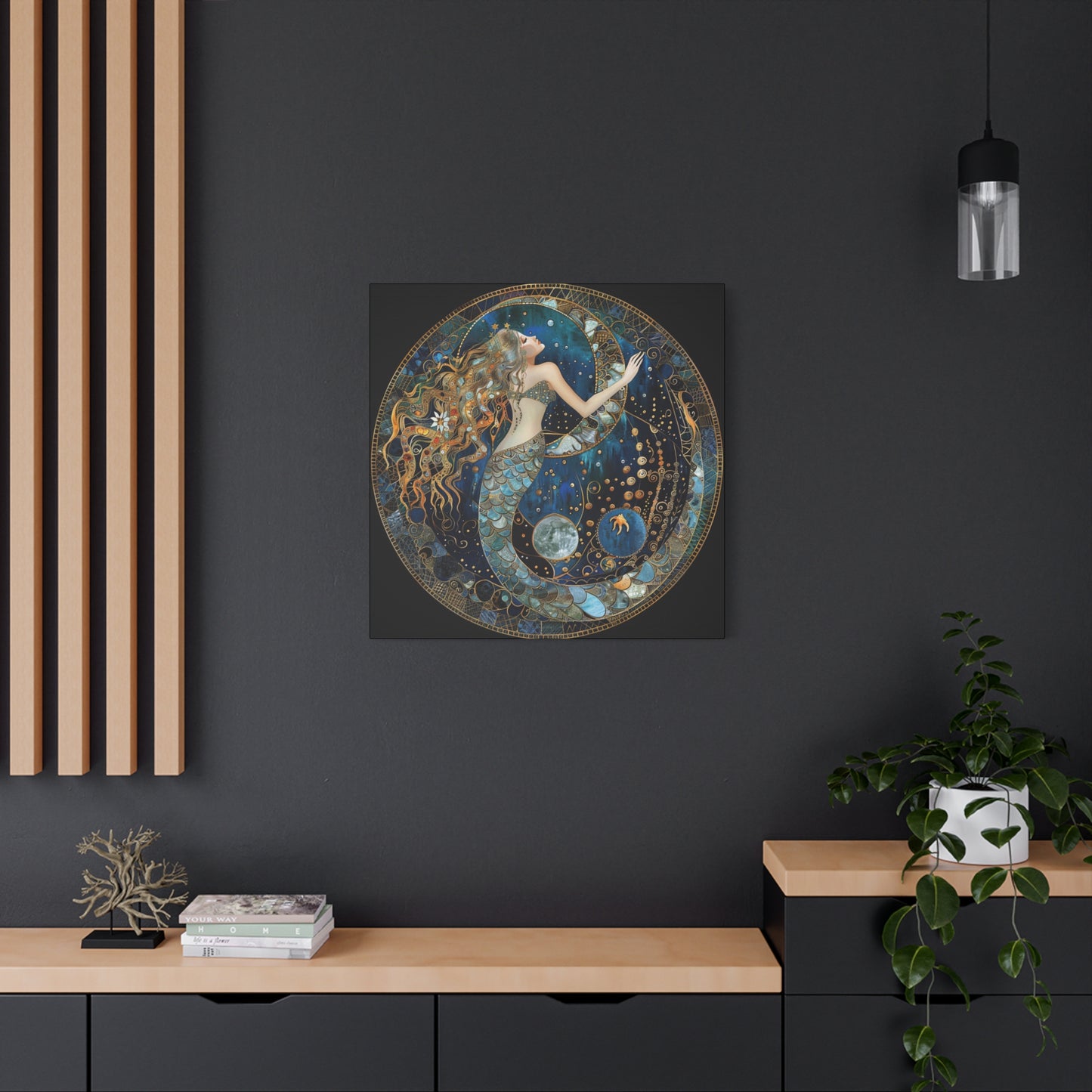Mermaid Dreams Canvas Art, Ocean Wall Decor, Boho Home Decor, Gift for Her, Coastal Decoration, Celestial Art