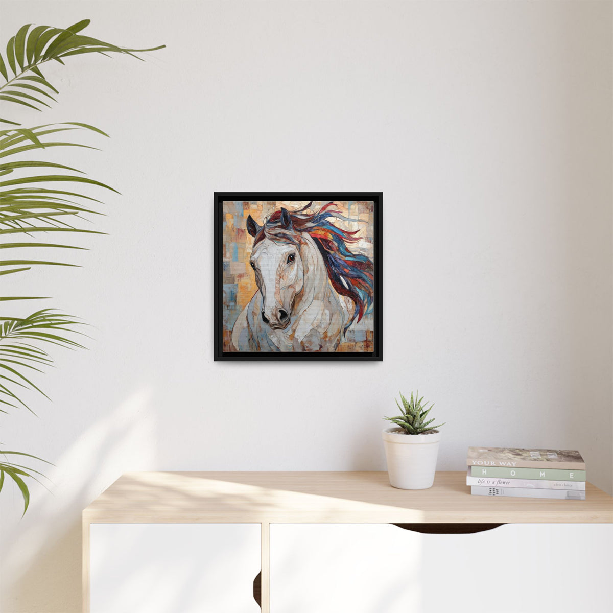 Colorful Mane Horse Matte Canvas Framed | Equine Wall Art